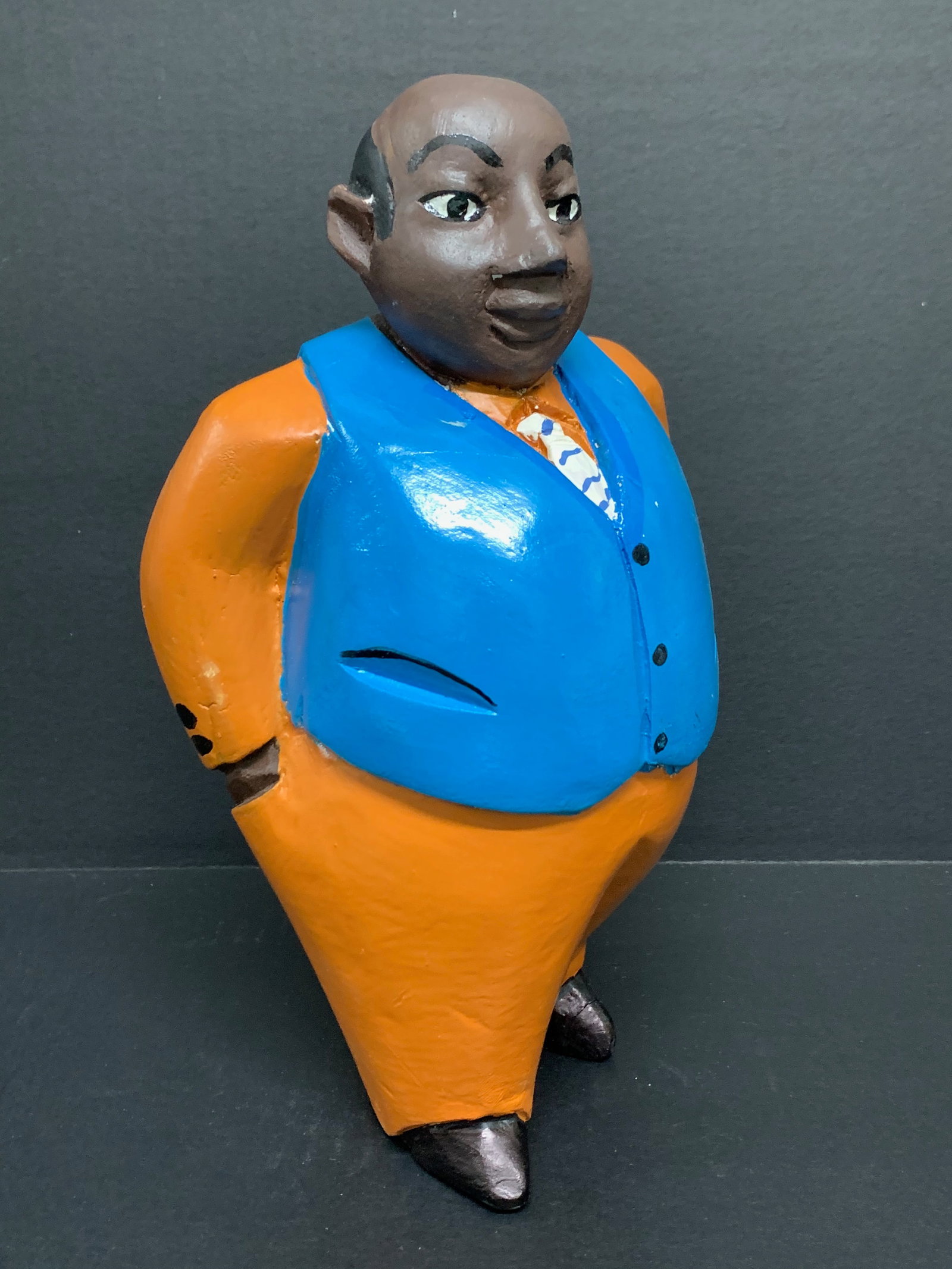 African Tribal Art Carved Wood Colonial Male Statue - 4
