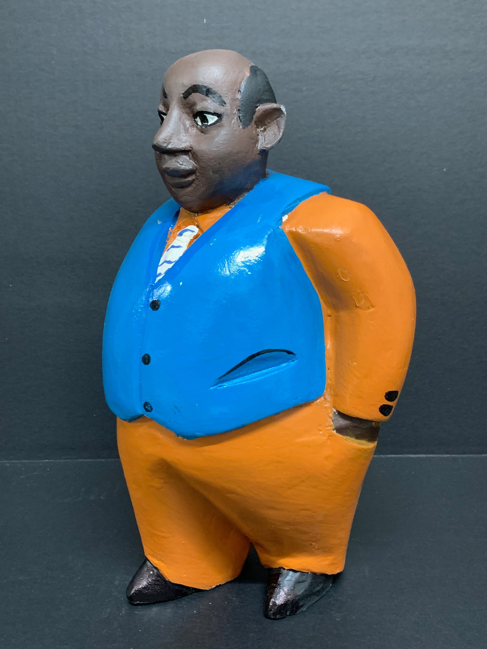 African Tribal Art Carved Wood Colonial Male Statue - 5