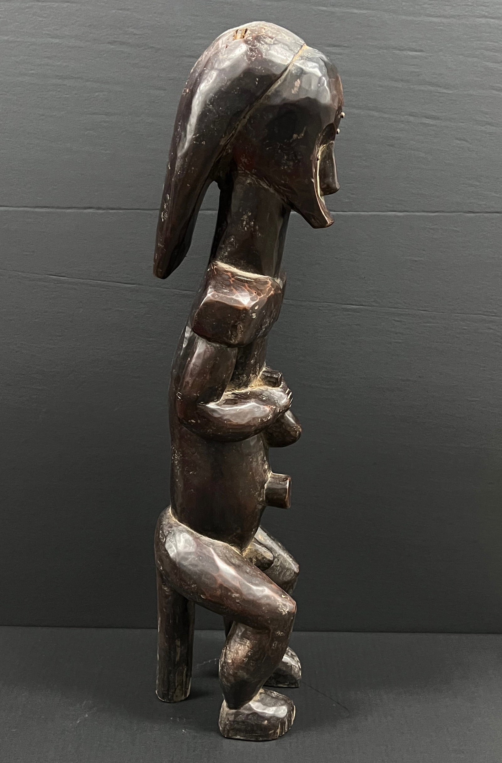 African Tribal Art Carved Wood Fang Statue - 5