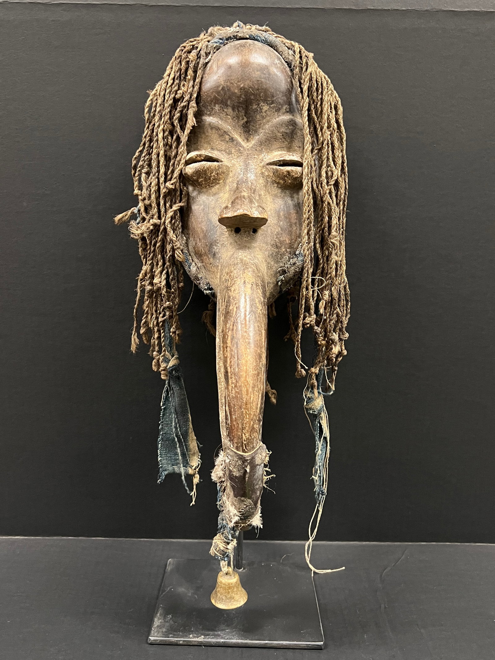 African Tribal Art Carved Wood Dan Beak Mask with Display Stand (1 of 10)