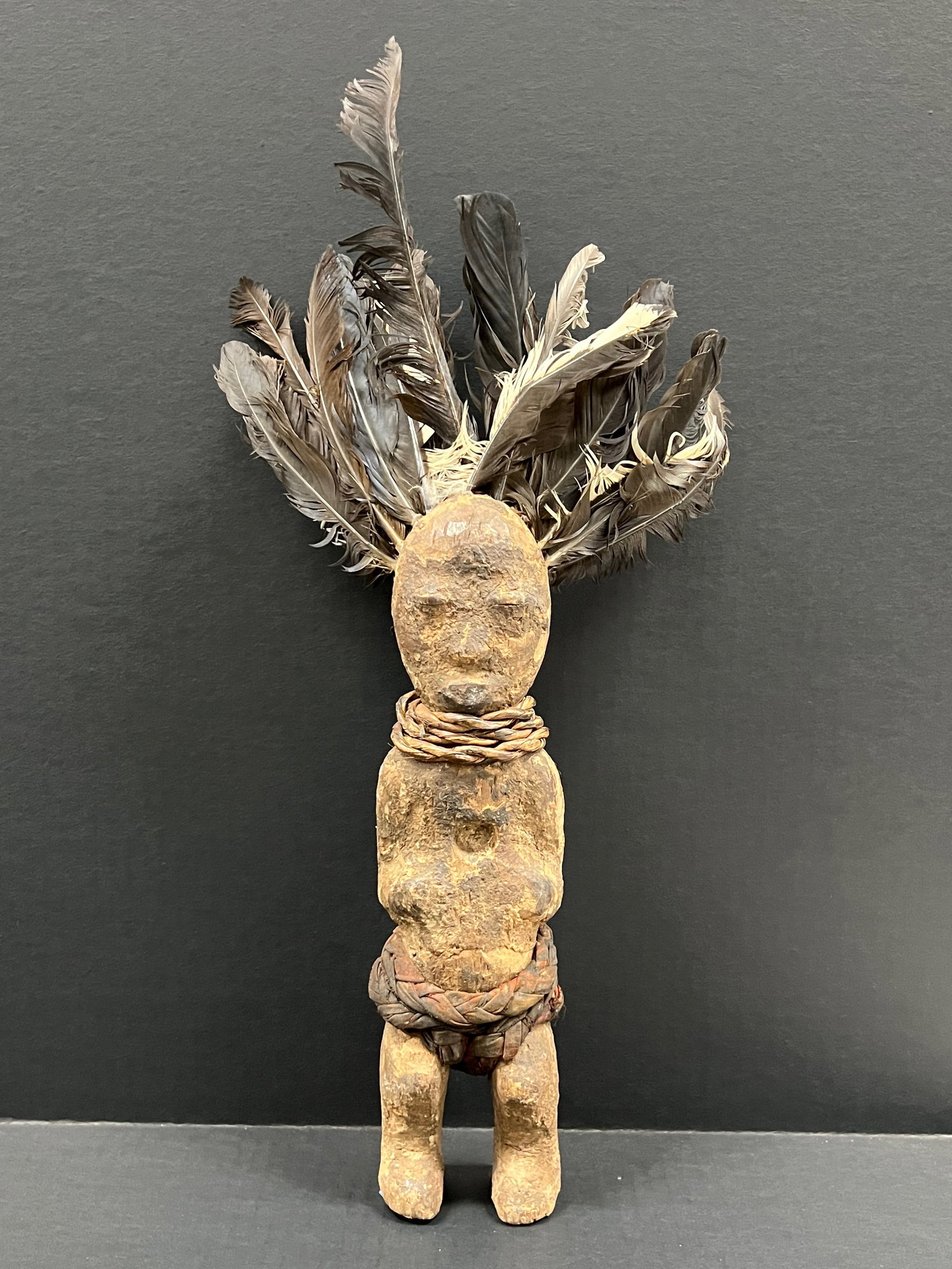 African Tribal Art Carved Wood Ogomo Statue: Title: Ogomo Statue Date/Period: Late 20th Century Materials: Wood Size: 13" h x 3.5" w Reserve: $100.00 Shipping: Domestic: Flat-rate of $30.00 to anywhere within the contiguous U.S. International: F