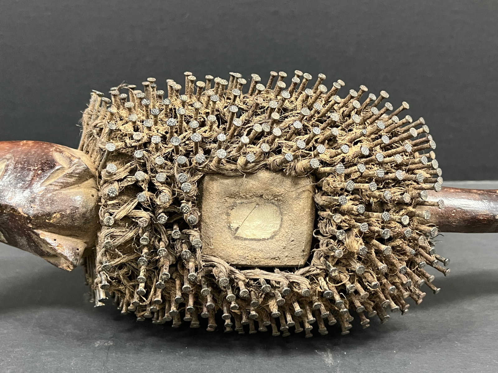 African Tribal Art Carved Wood Bacongo Nail Fetish Dog - 8