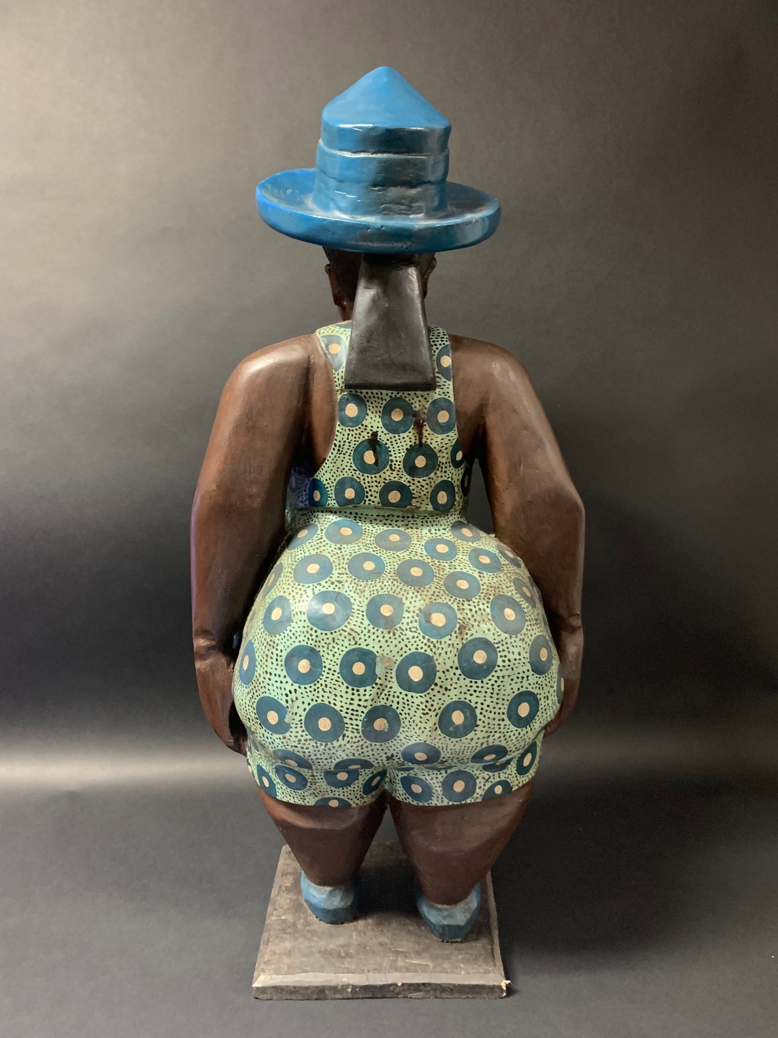 African Tribal Art Carved Wood Large Female Colonial Statue - 9