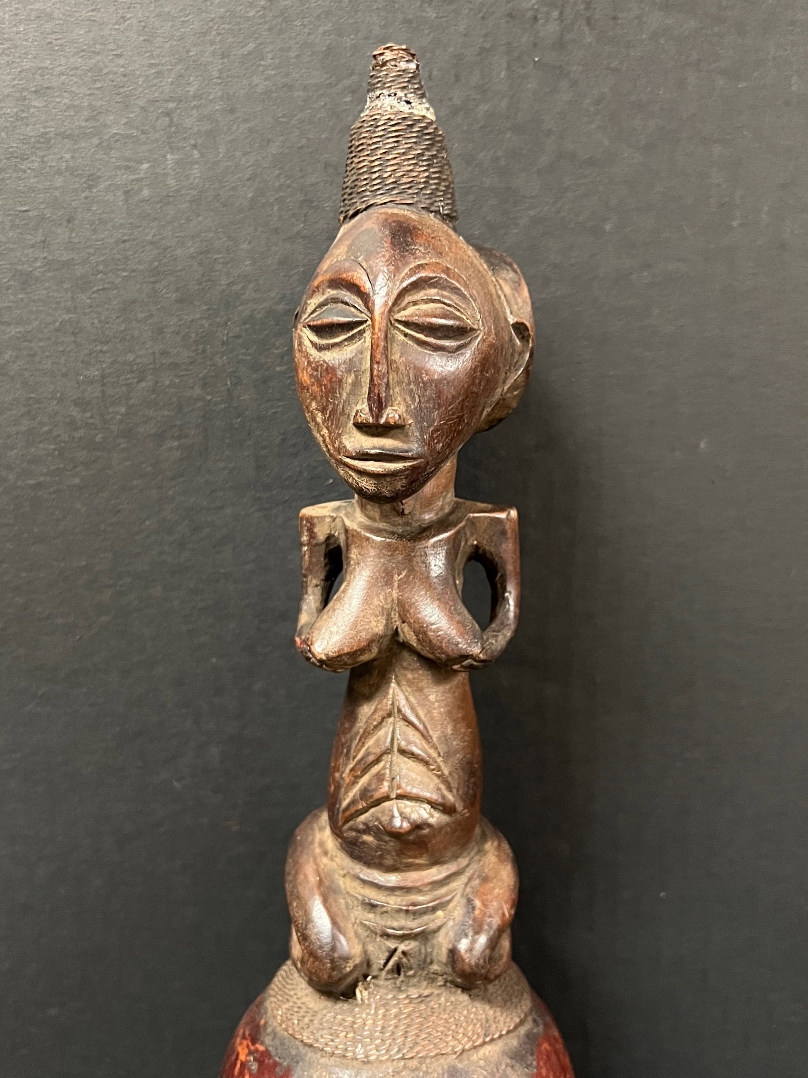 African Tribal Art Carved Wood Kuba Pipe - 2