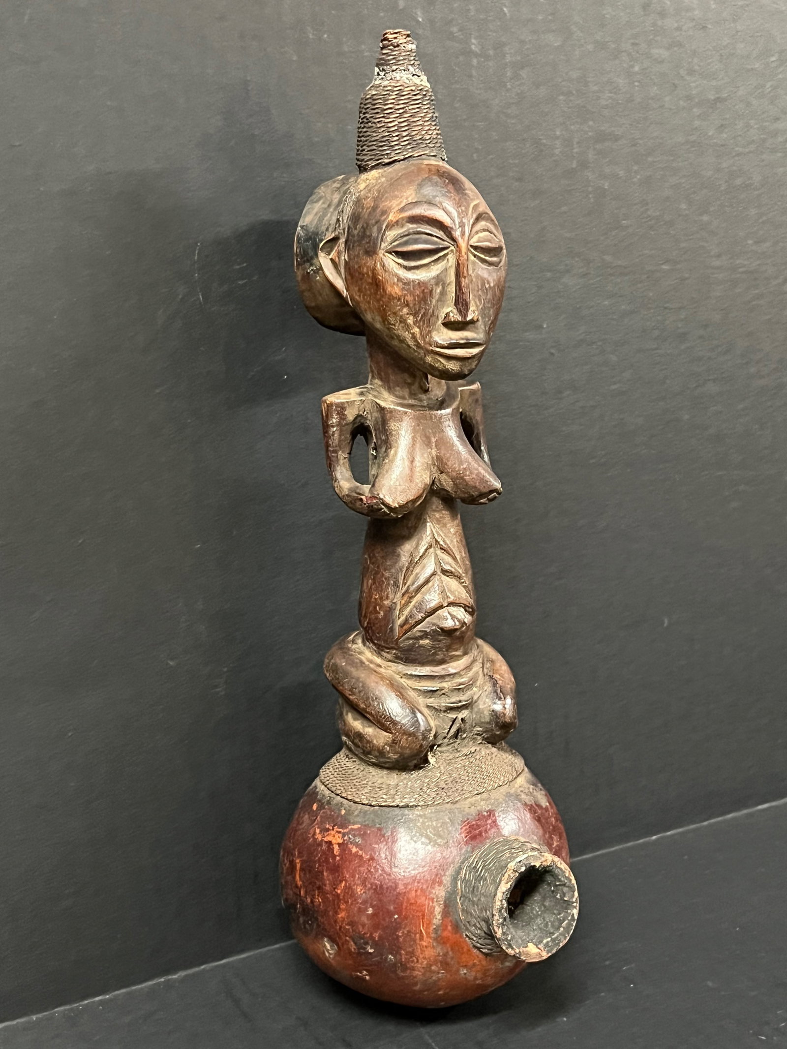 African Tribal Art Carved Wood Kuba Pipe - 5