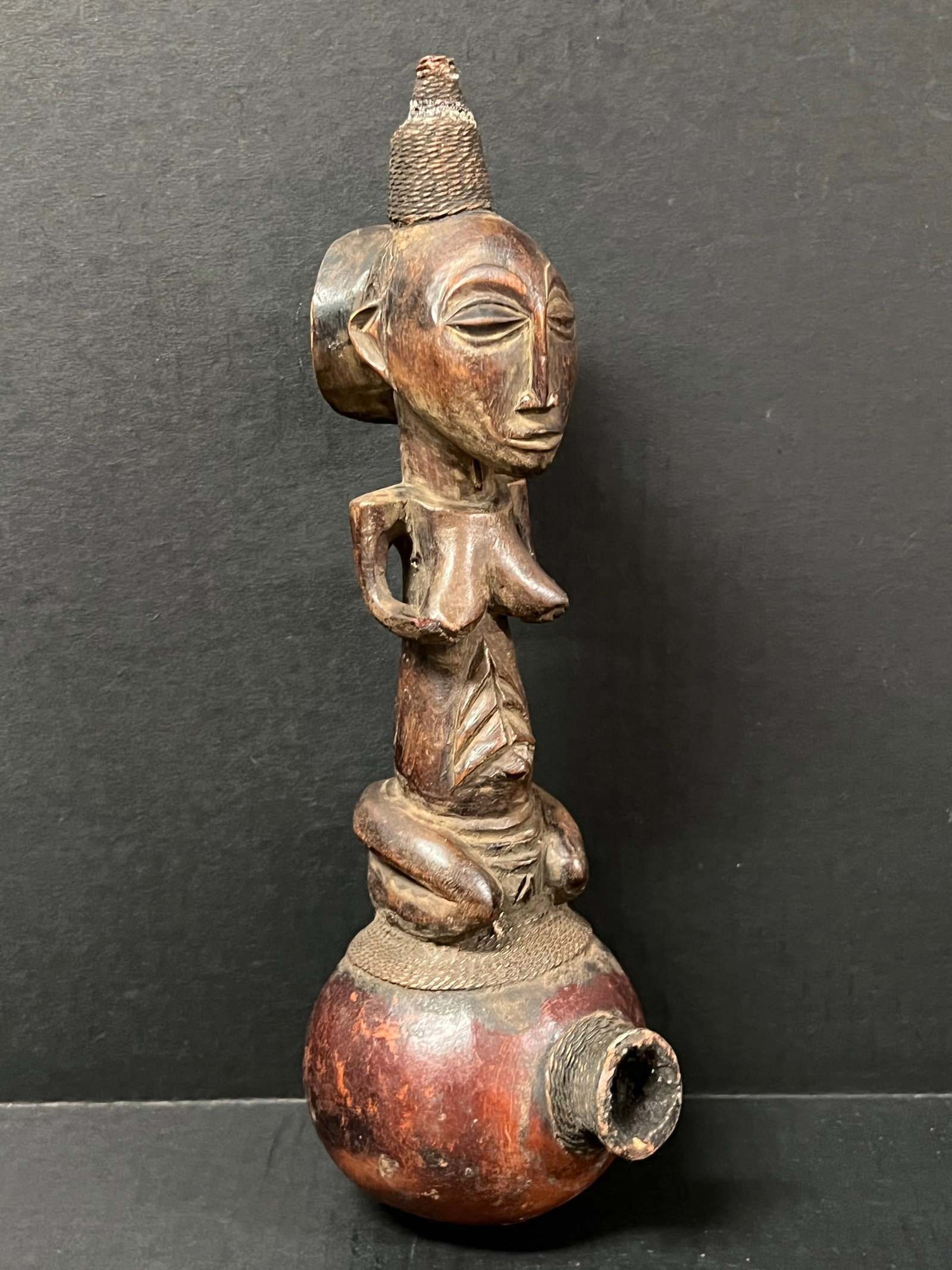 African Tribal Art Carved Wood Kuba Pipe - 6
