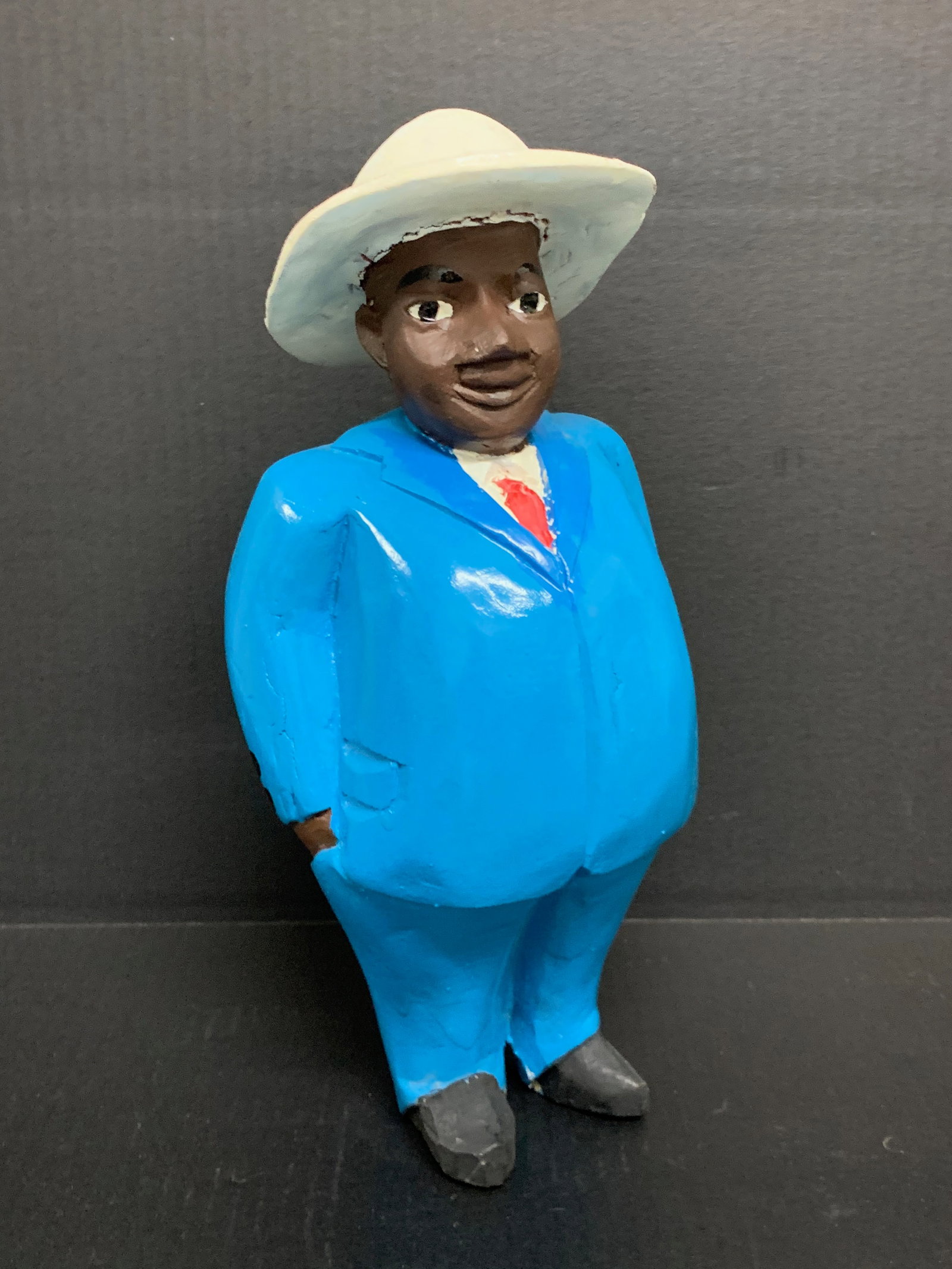 African Tribal Art Carved Wood Colonial Male Statue - 2