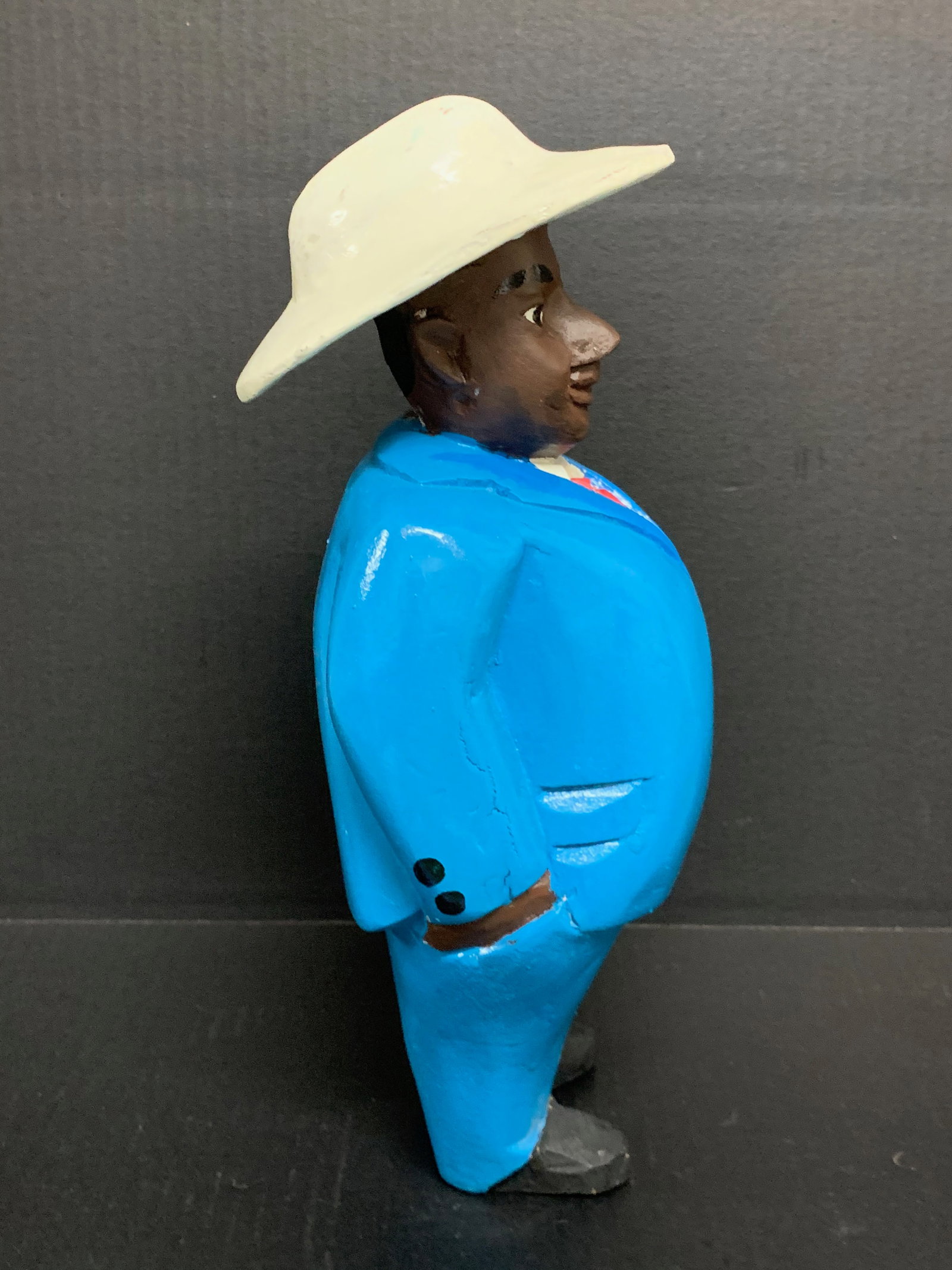 African Tribal Art Carved Wood Colonial Male Statue - 3