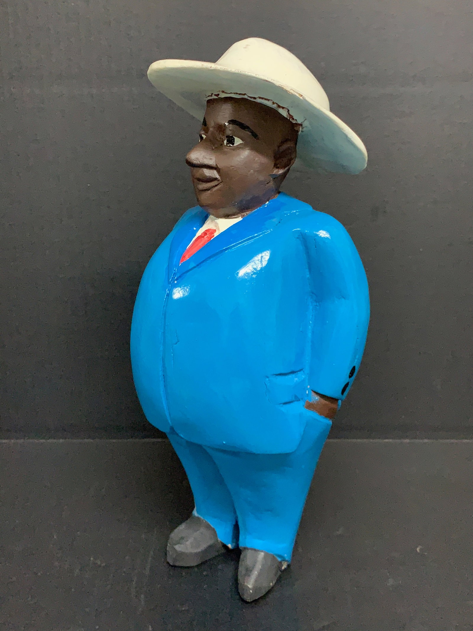 African Tribal Art Carved Wood Colonial Male Statue - 4