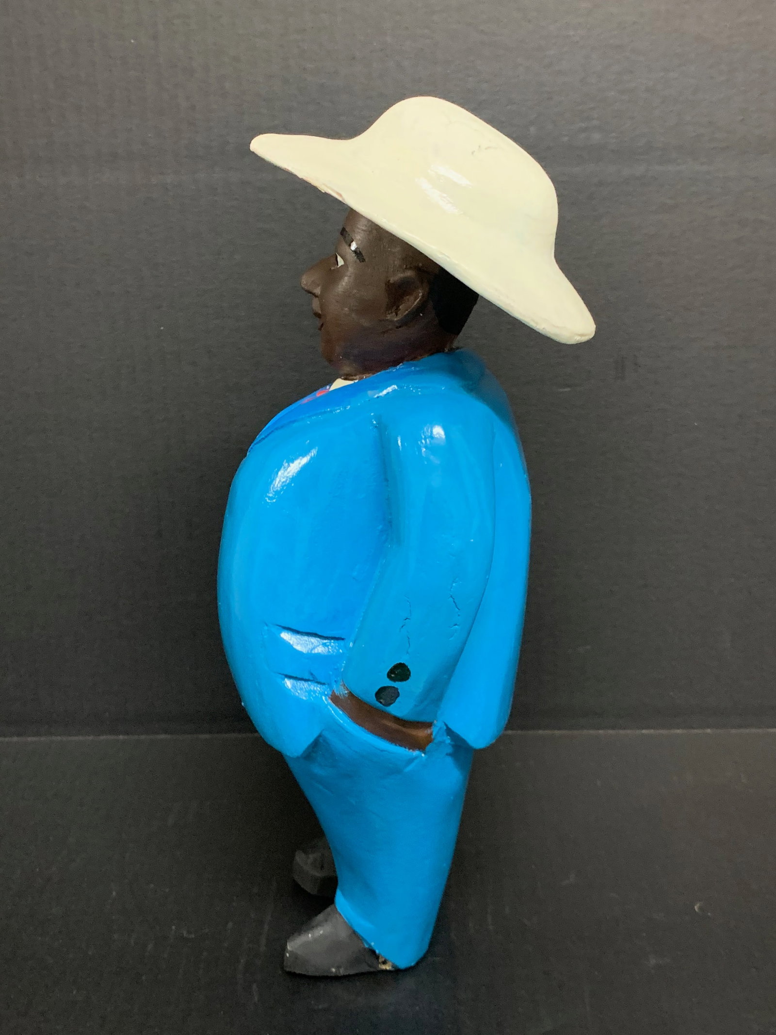 African Tribal Art Carved Wood Colonial Male Statue - 5