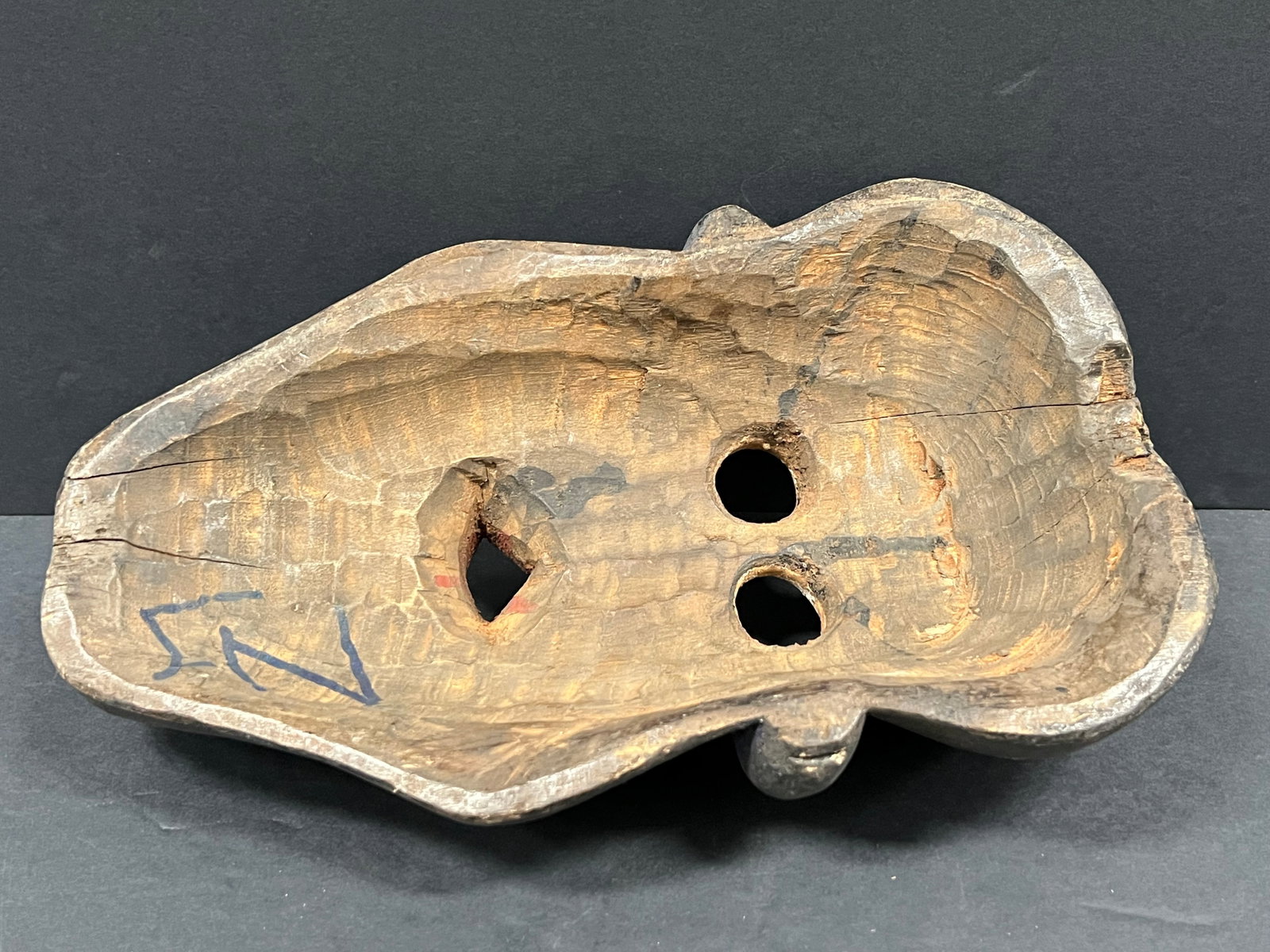 African Tribal Art Carved Wood Skull Mask - 6