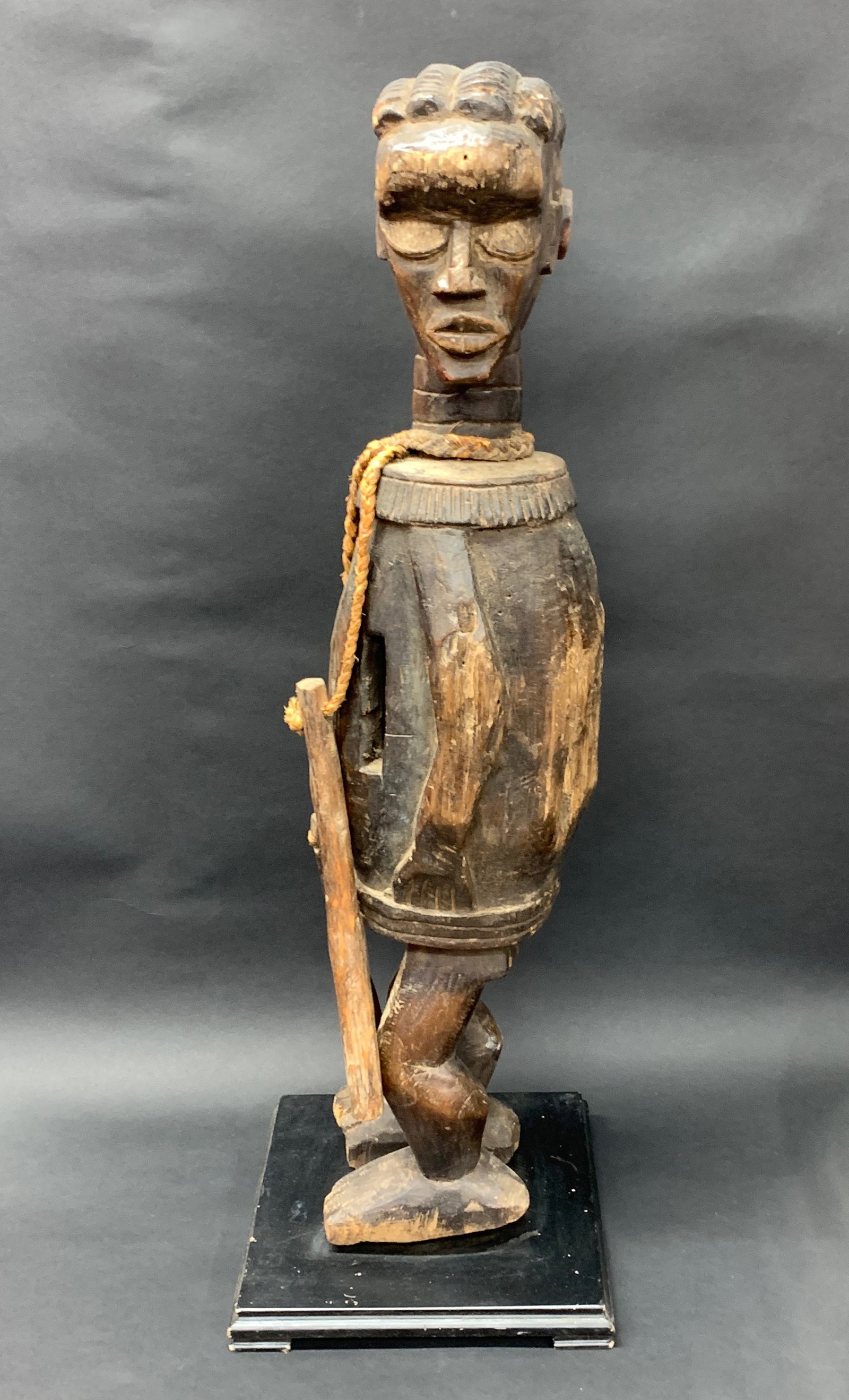 African Tribal Art Carved Wood Dan Slit Gong Instrument Sculpture - 3