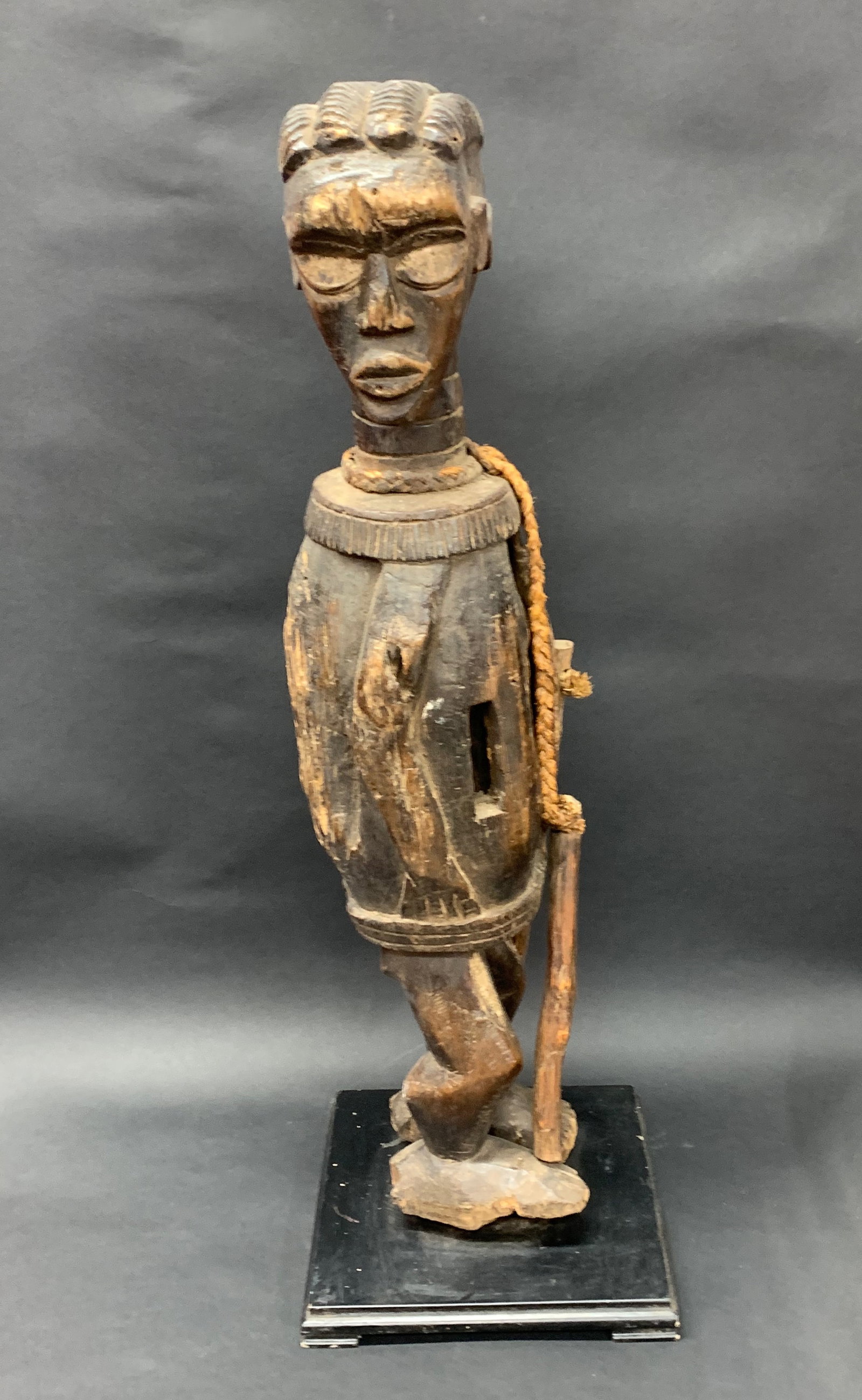 African Tribal Art Carved Wood Dan Slit Gong Instrument Sculpture - 5