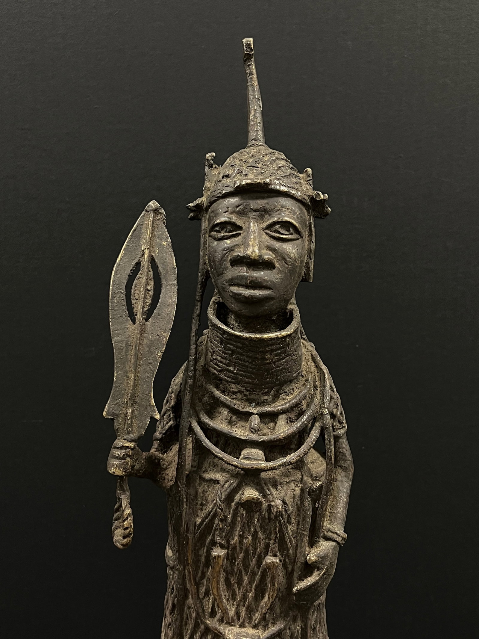 African Tribal Art Benin Bronze Warrior Statue - 2
