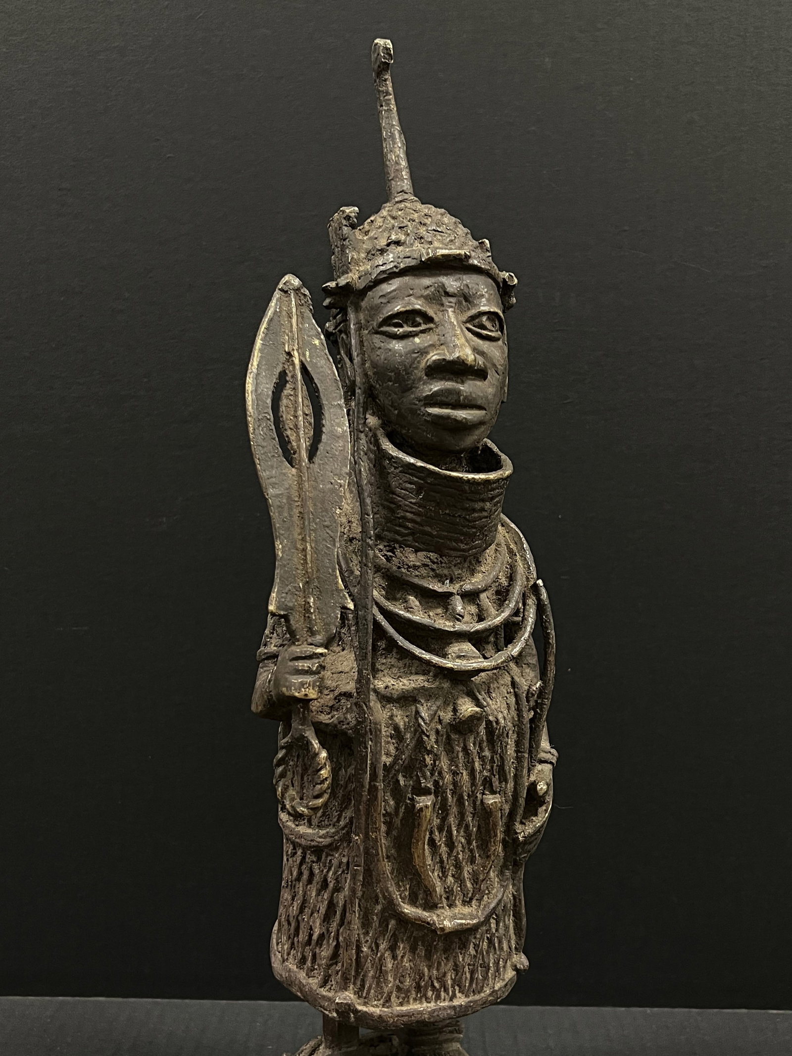 African Tribal Art Benin Bronze Warrior Statue - 4