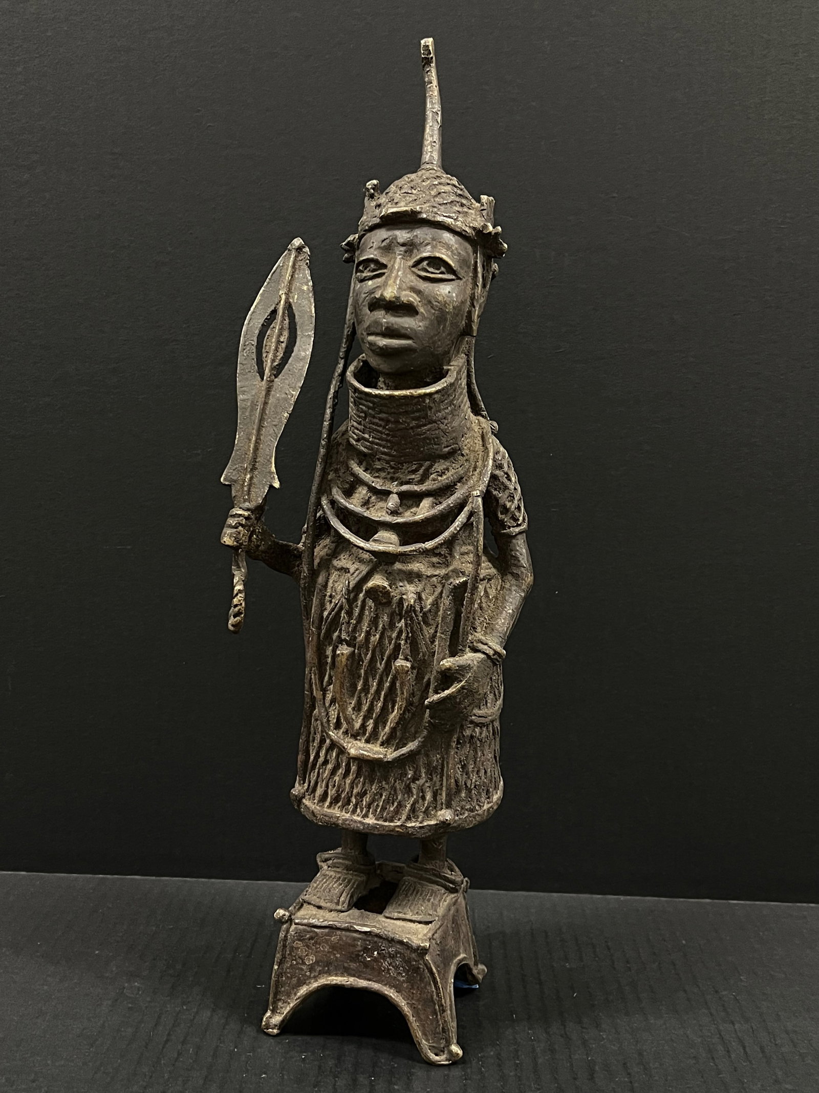 African Tribal Art Benin Bronze Warrior Statue - 5