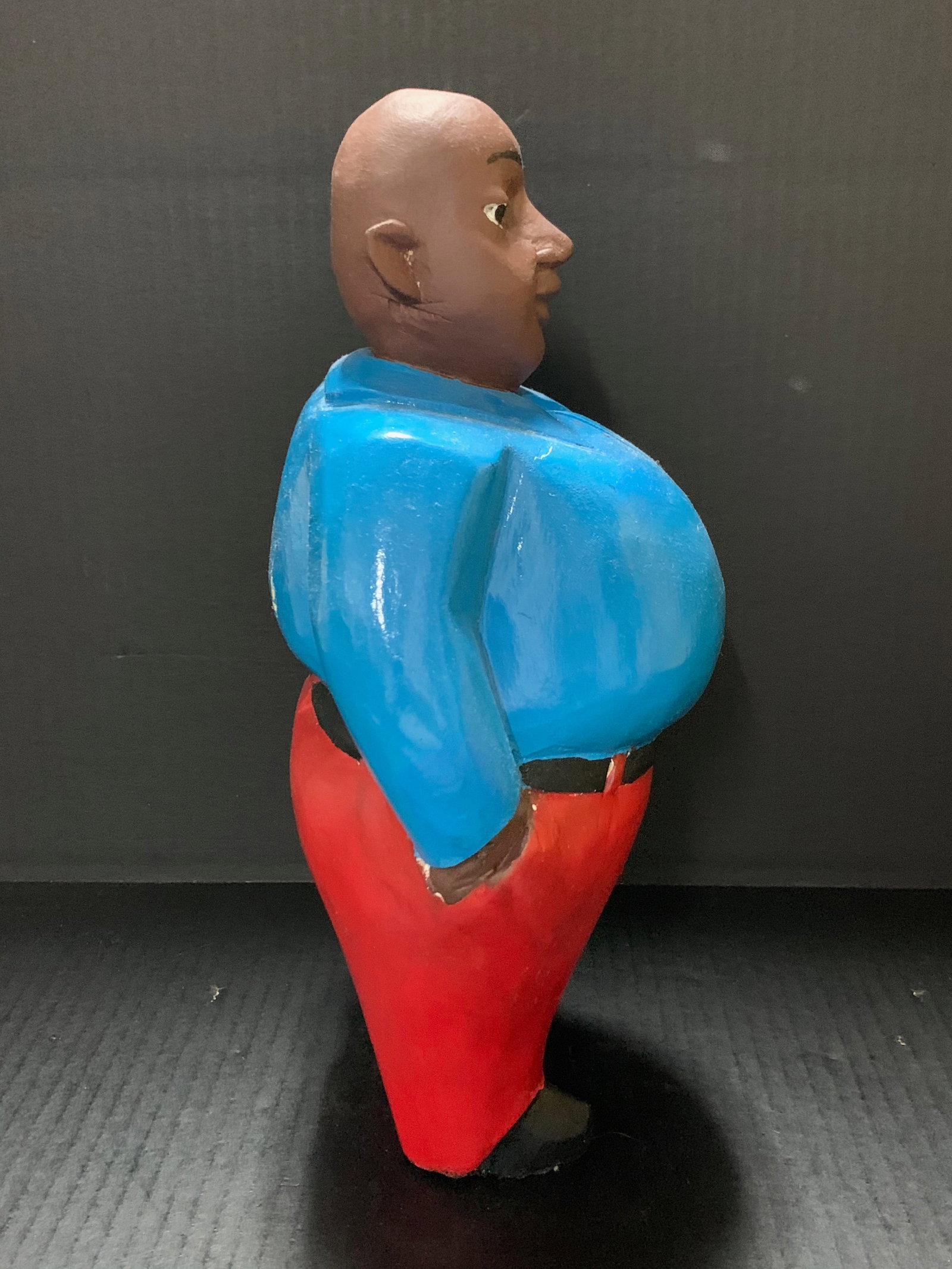 African Tribal Art Carved Wood Colonial Male Statue - 3
