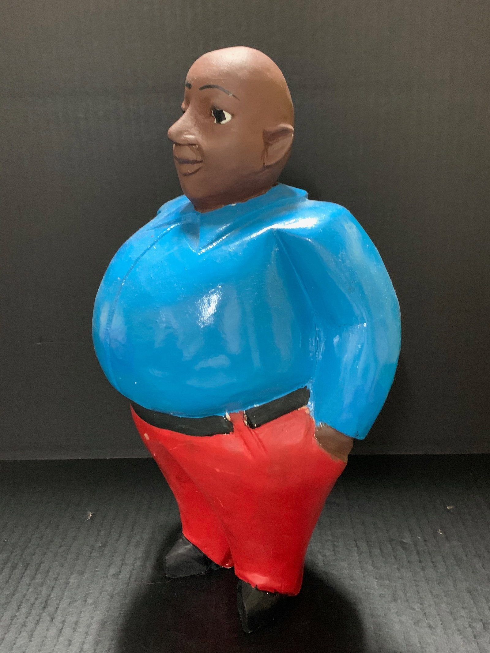 African Tribal Art Carved Wood Colonial Male Statue - 4