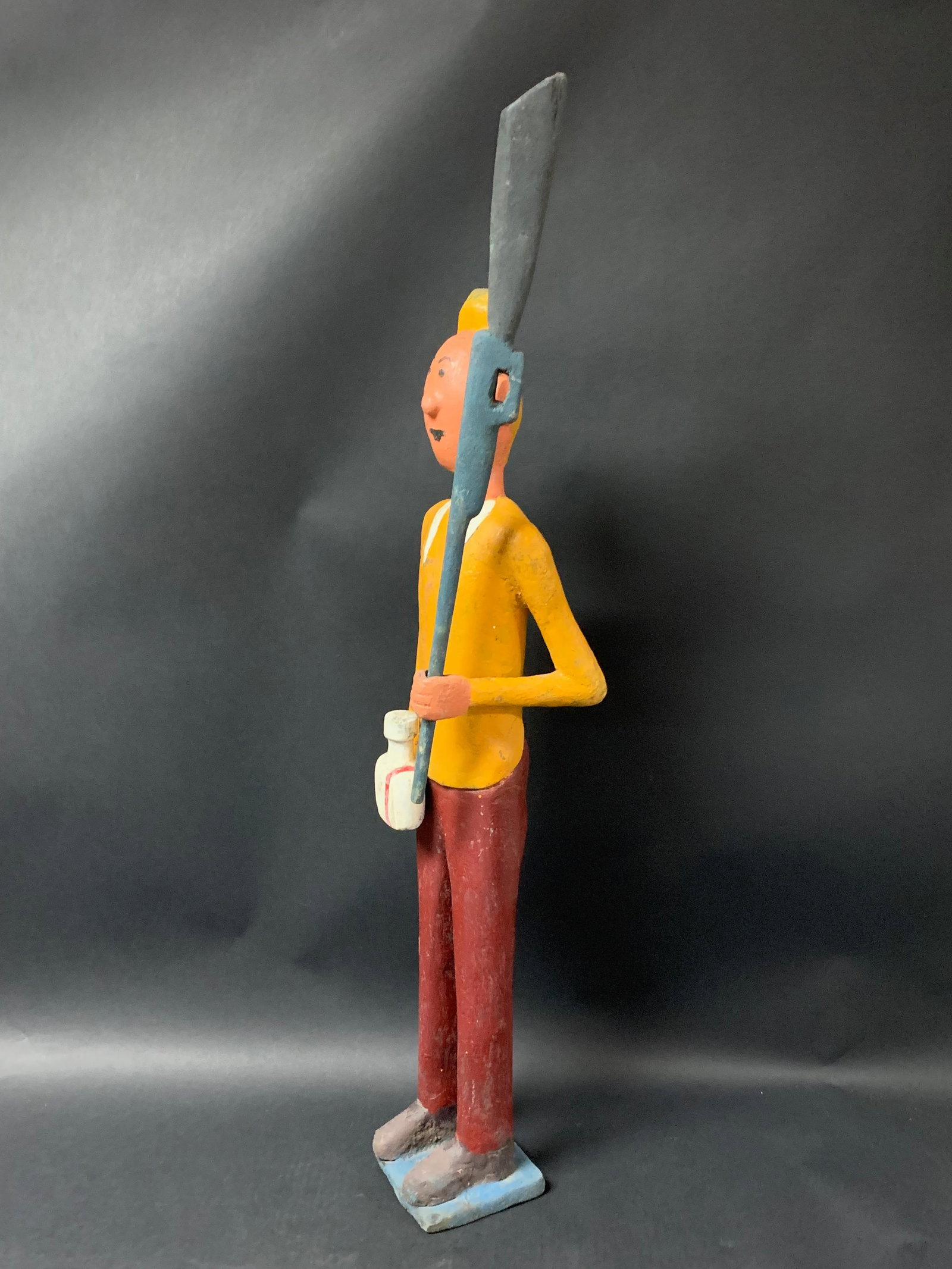 African Tribal Art Carved Wood Colonial Statue - 6