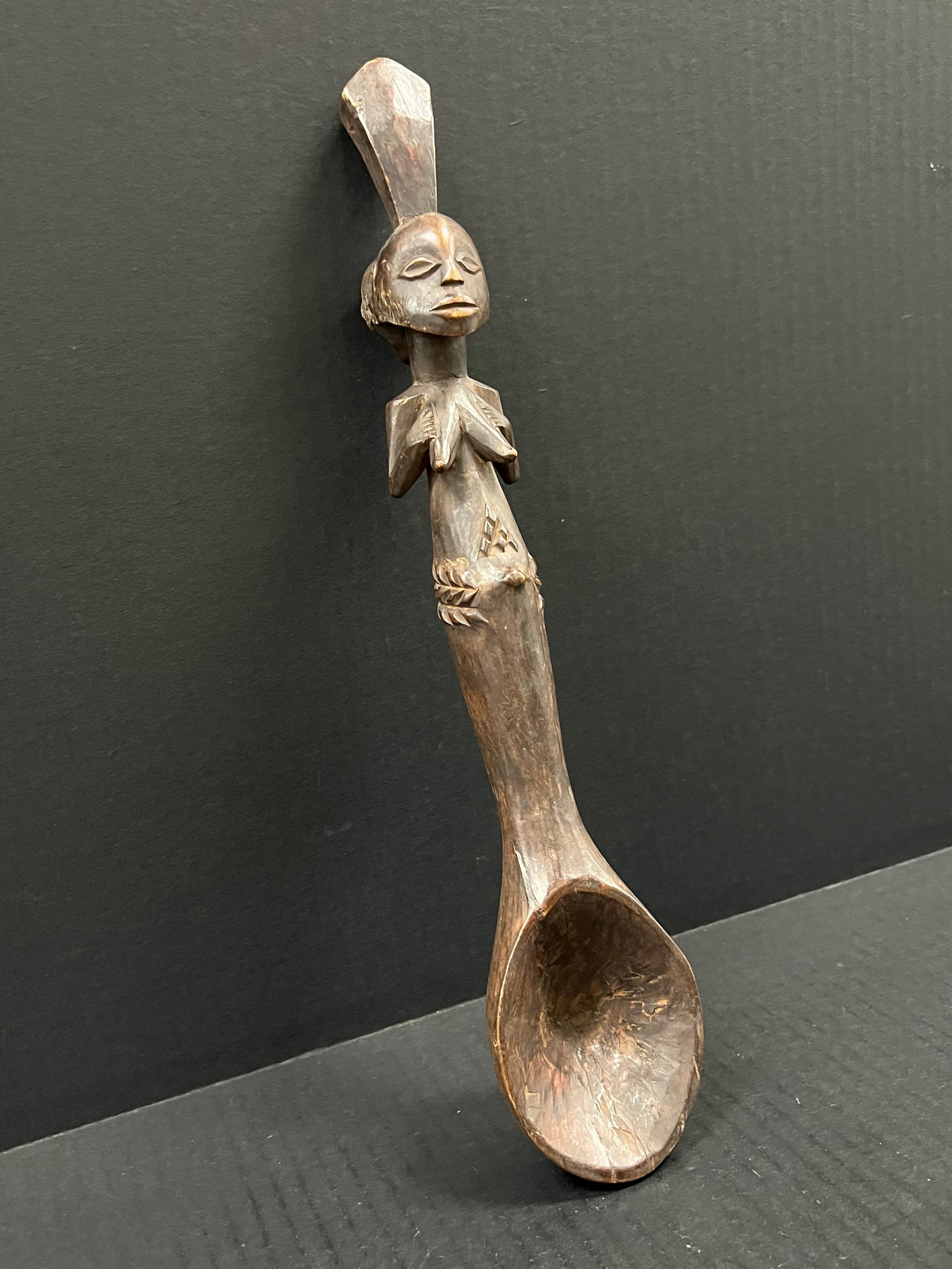 African Tribal Art Carved Wood Kuba Spoon - 4