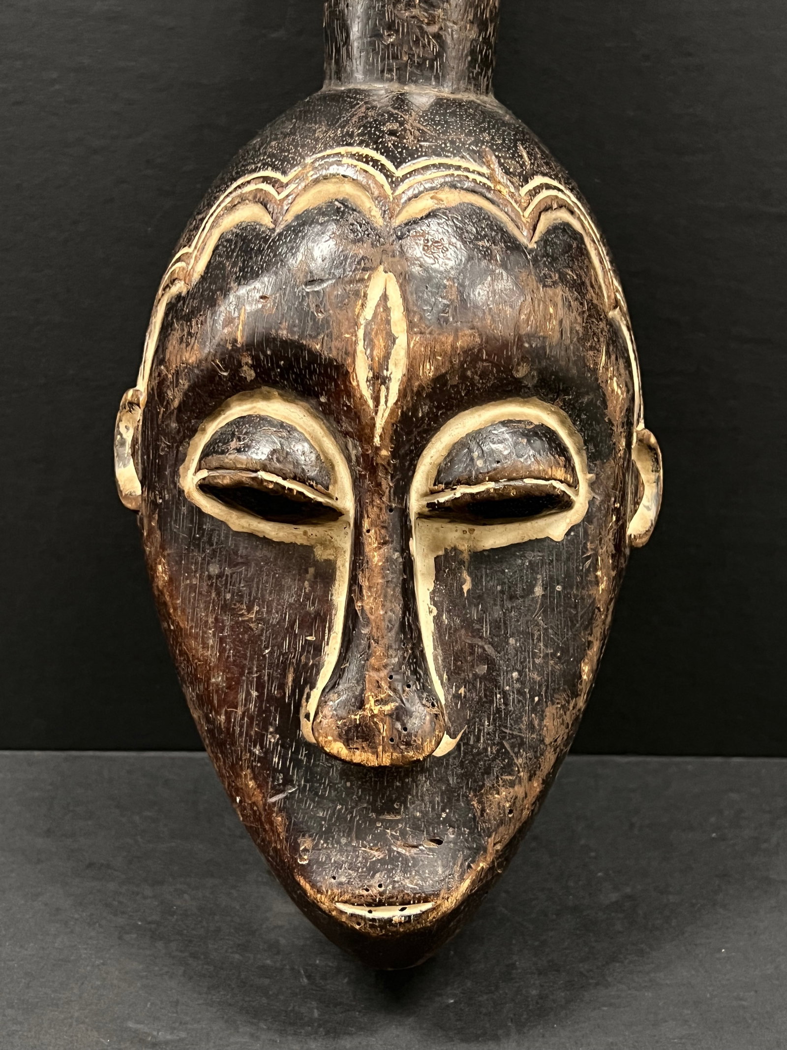 African Tribal Art Carved Wood Baule Mask - 2