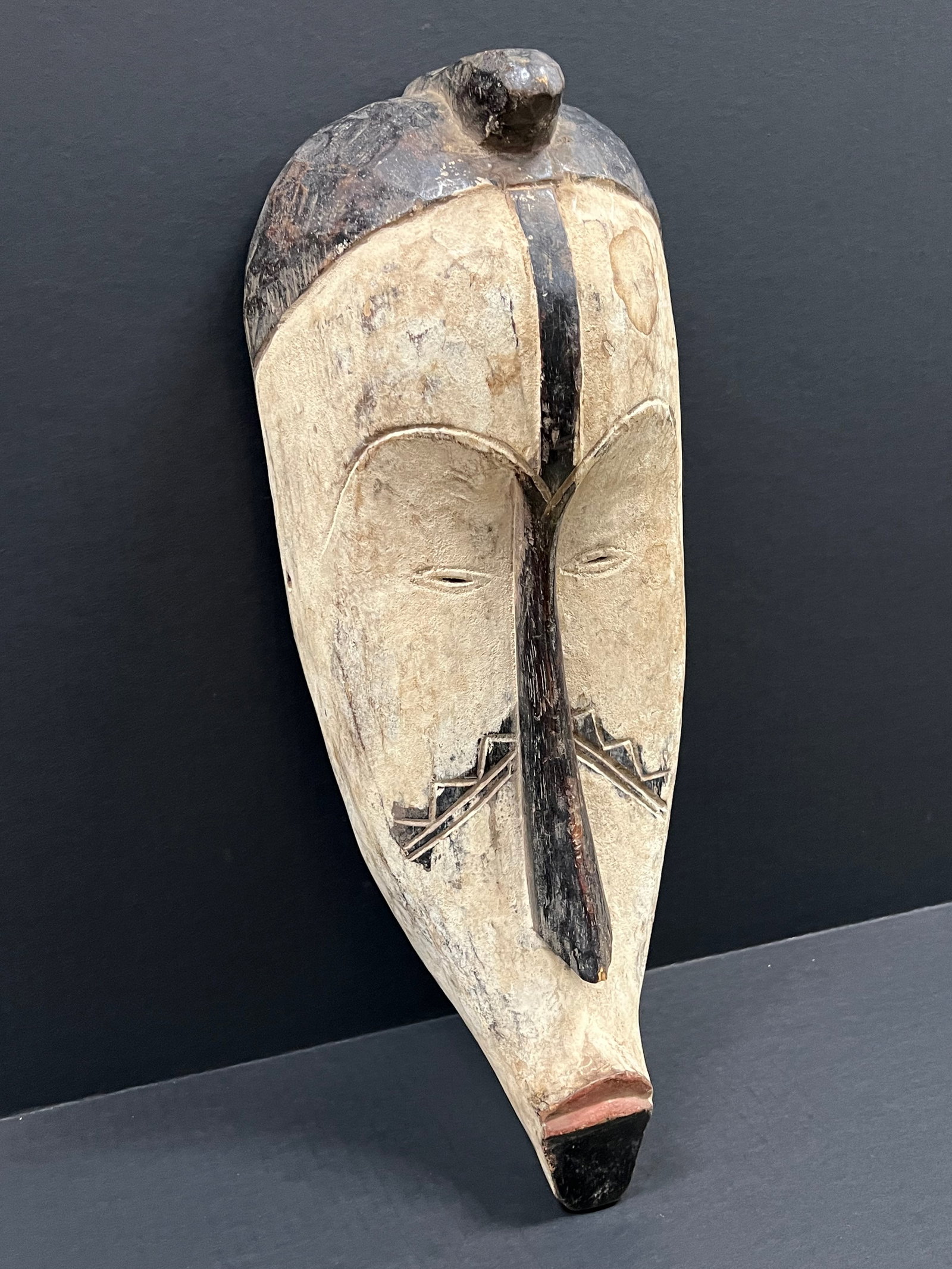 African Tribal Art Carved Wood Fang Mask - 2