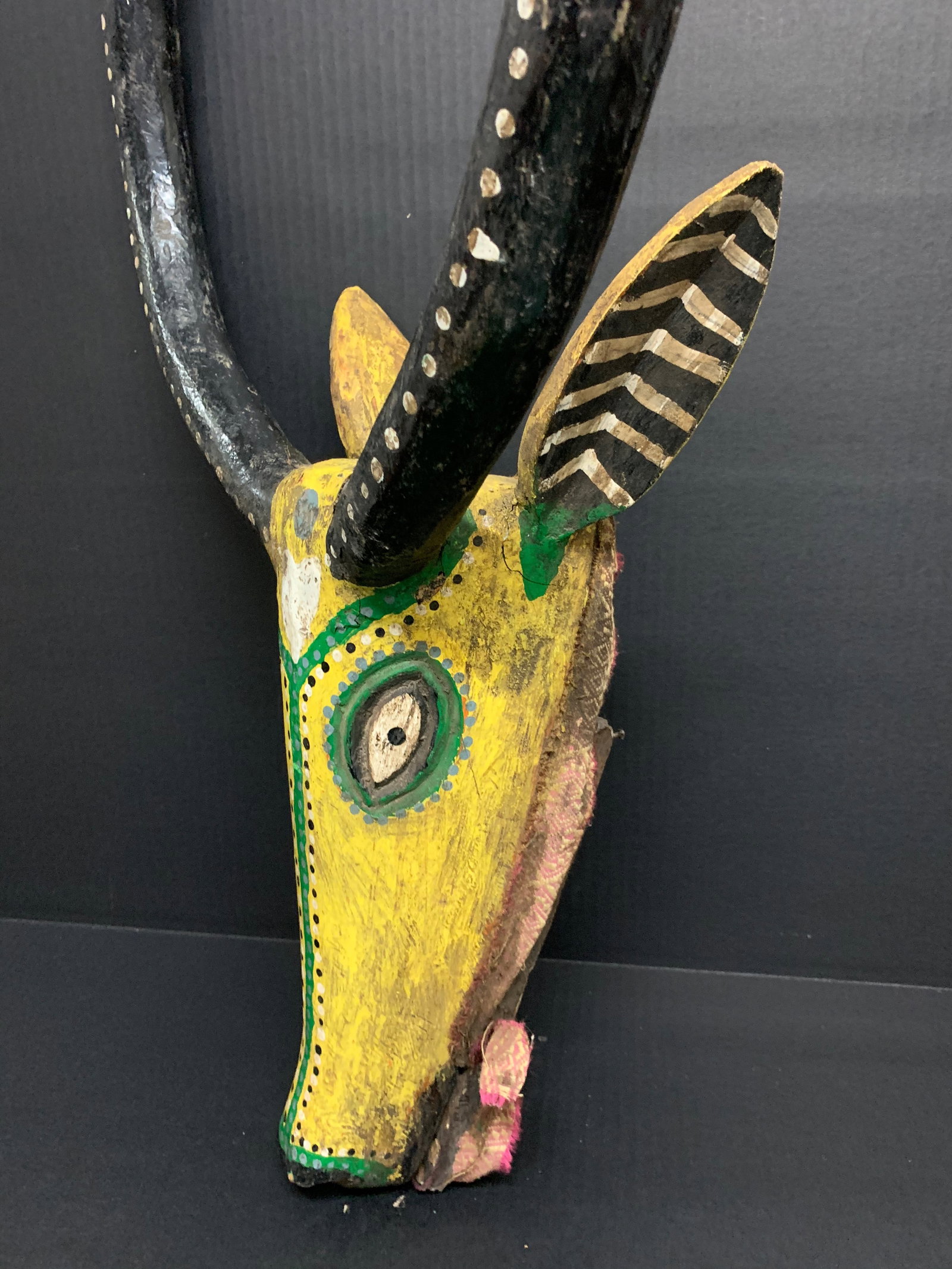 African Tribal Art Carved Wood Bamana Bozo Antelope Marionette Mask - 7