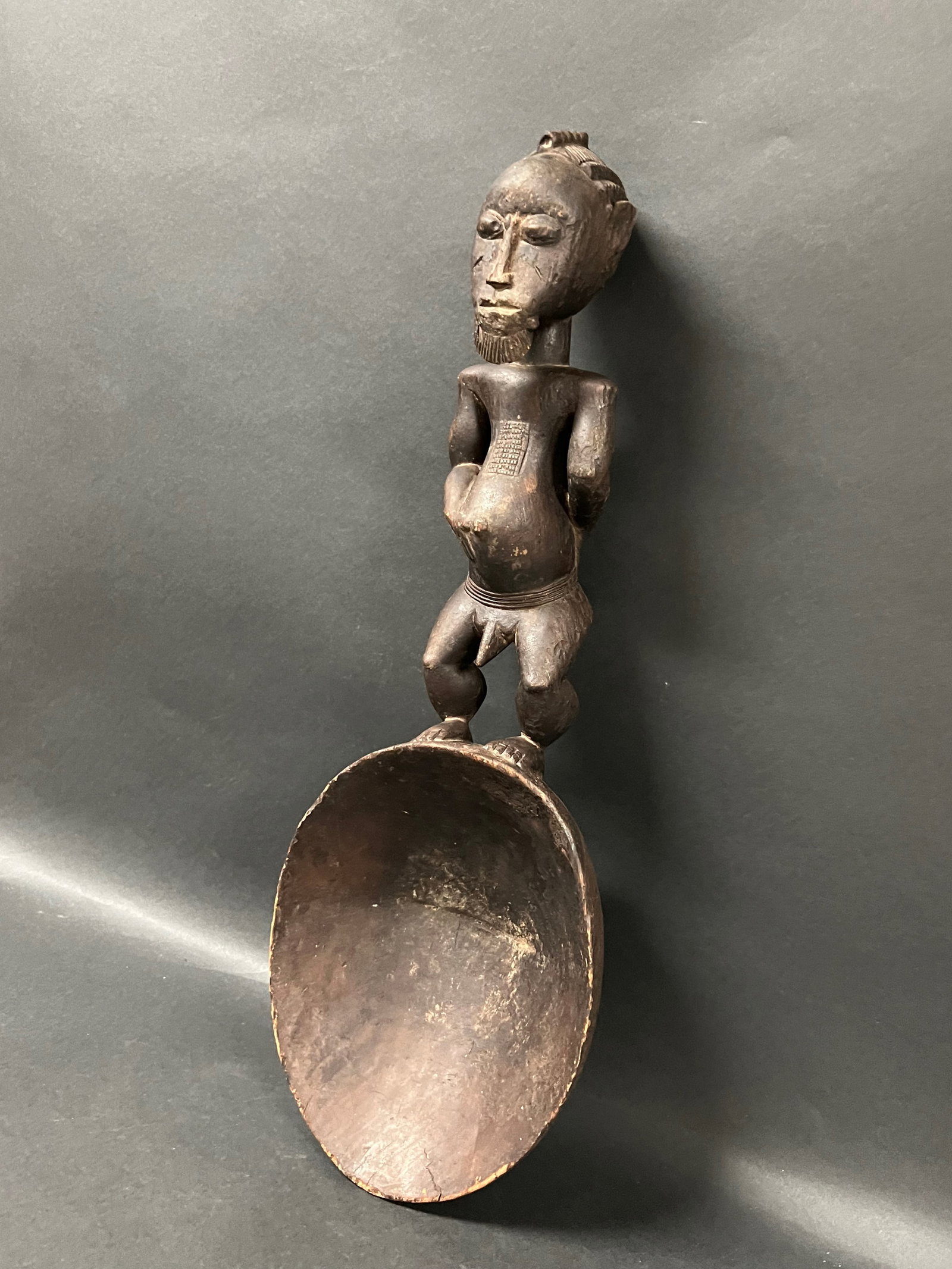 African Tribal Art Carved Wood Baule Spoon - 5