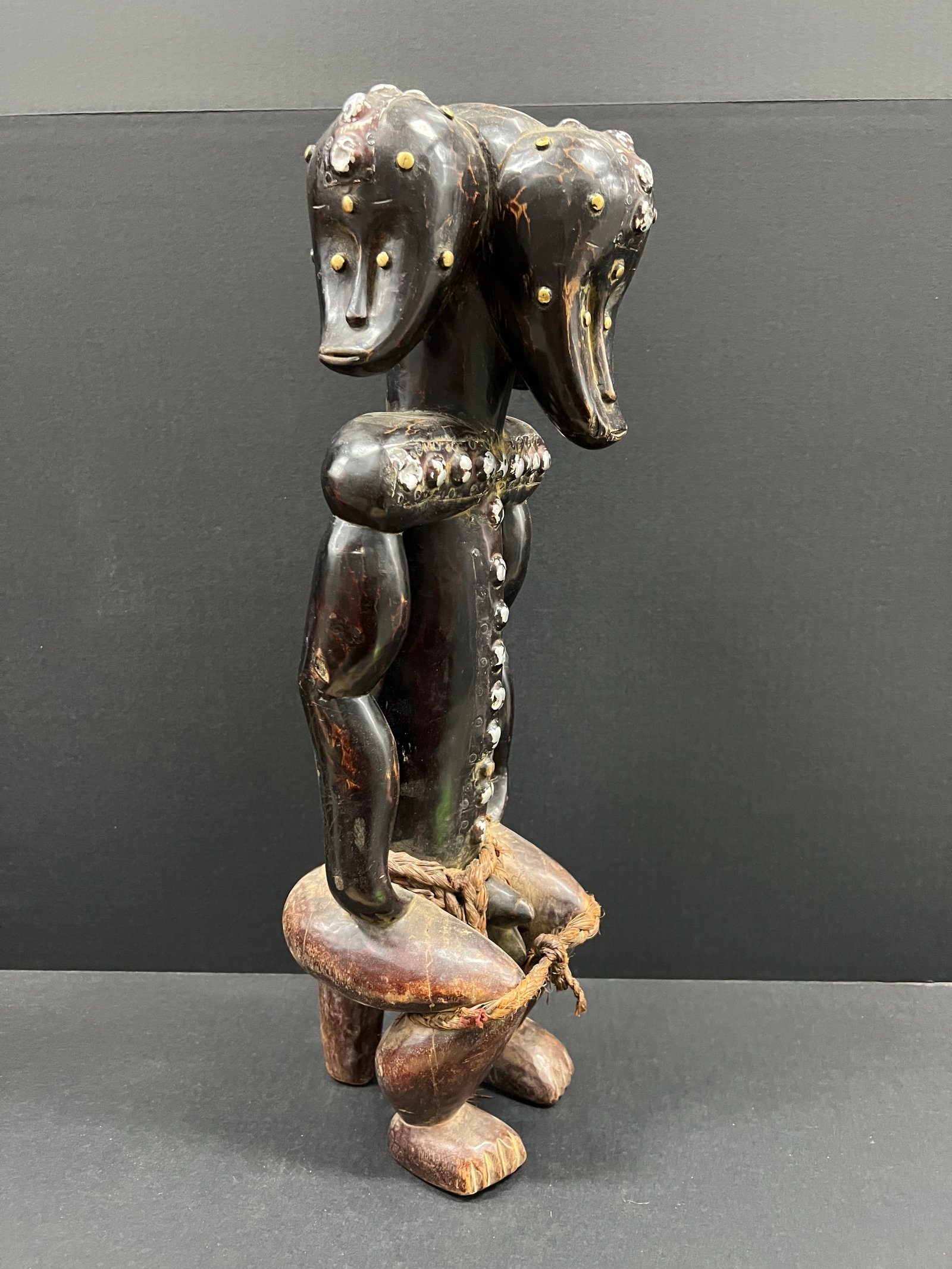 African Tribal Art Carved Wood Fang Statue - 4