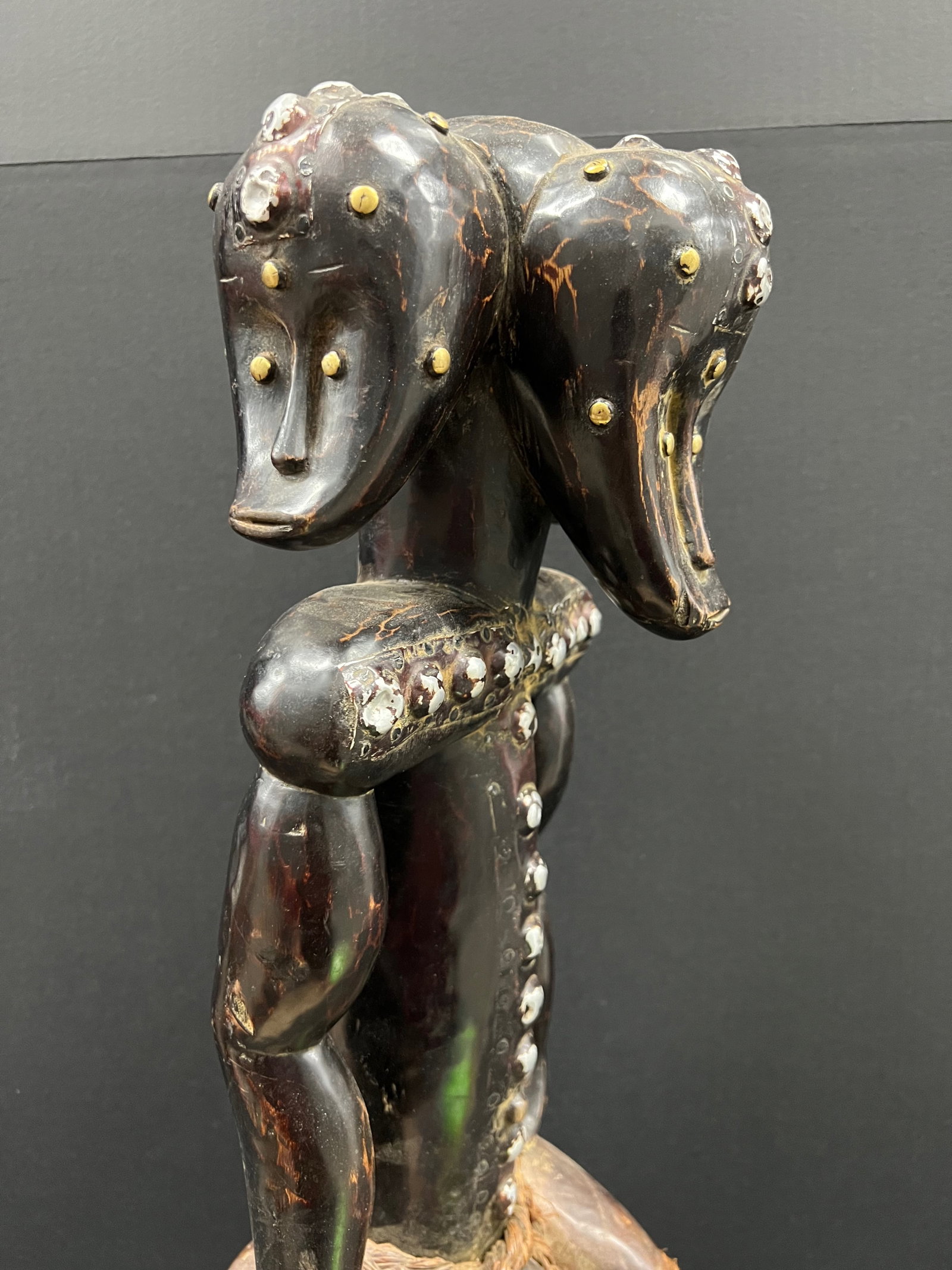 African Tribal Art Carved Wood Fang Statue - 5