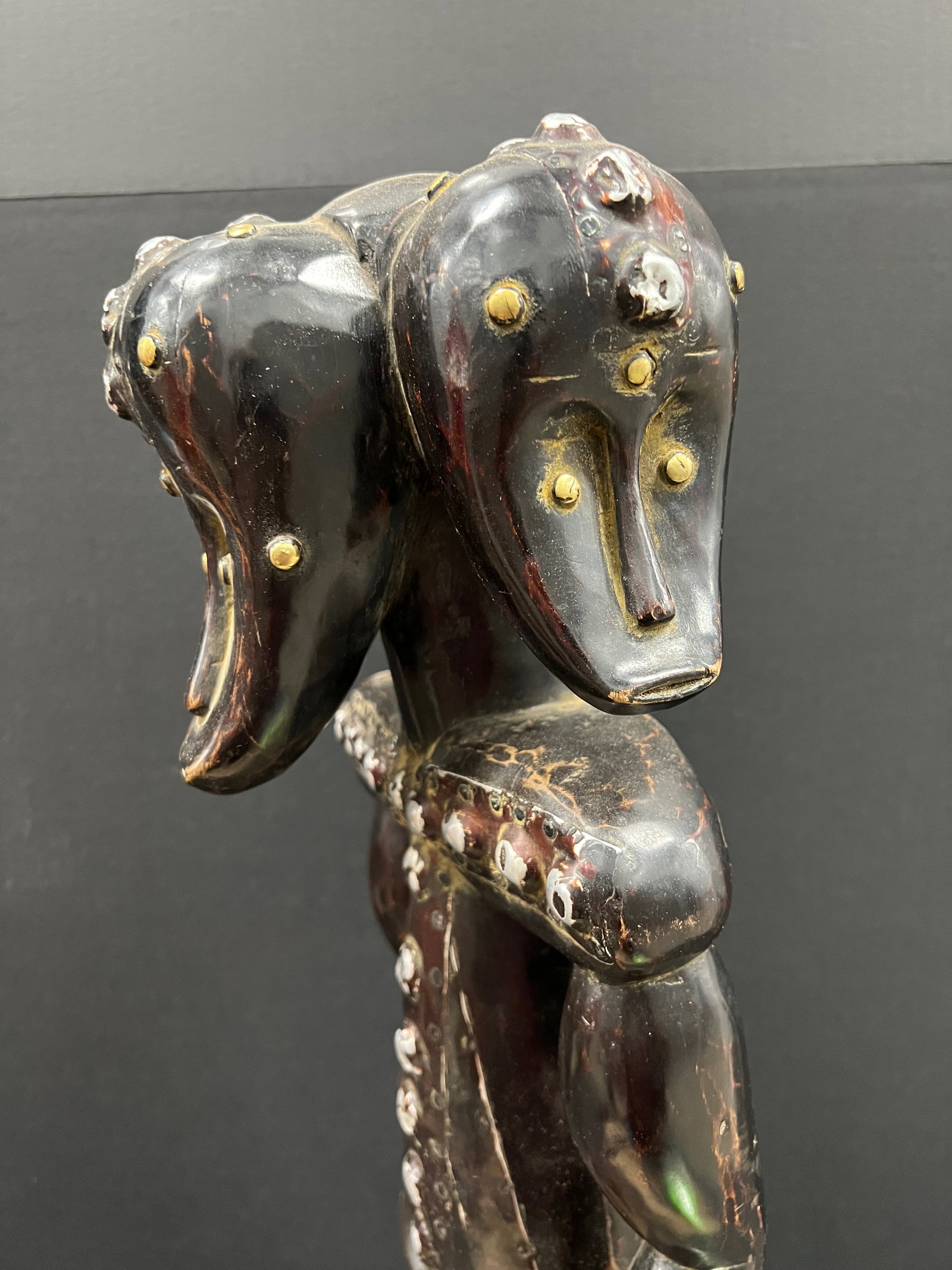 African Tribal Art Carved Wood Fang Statue - 7