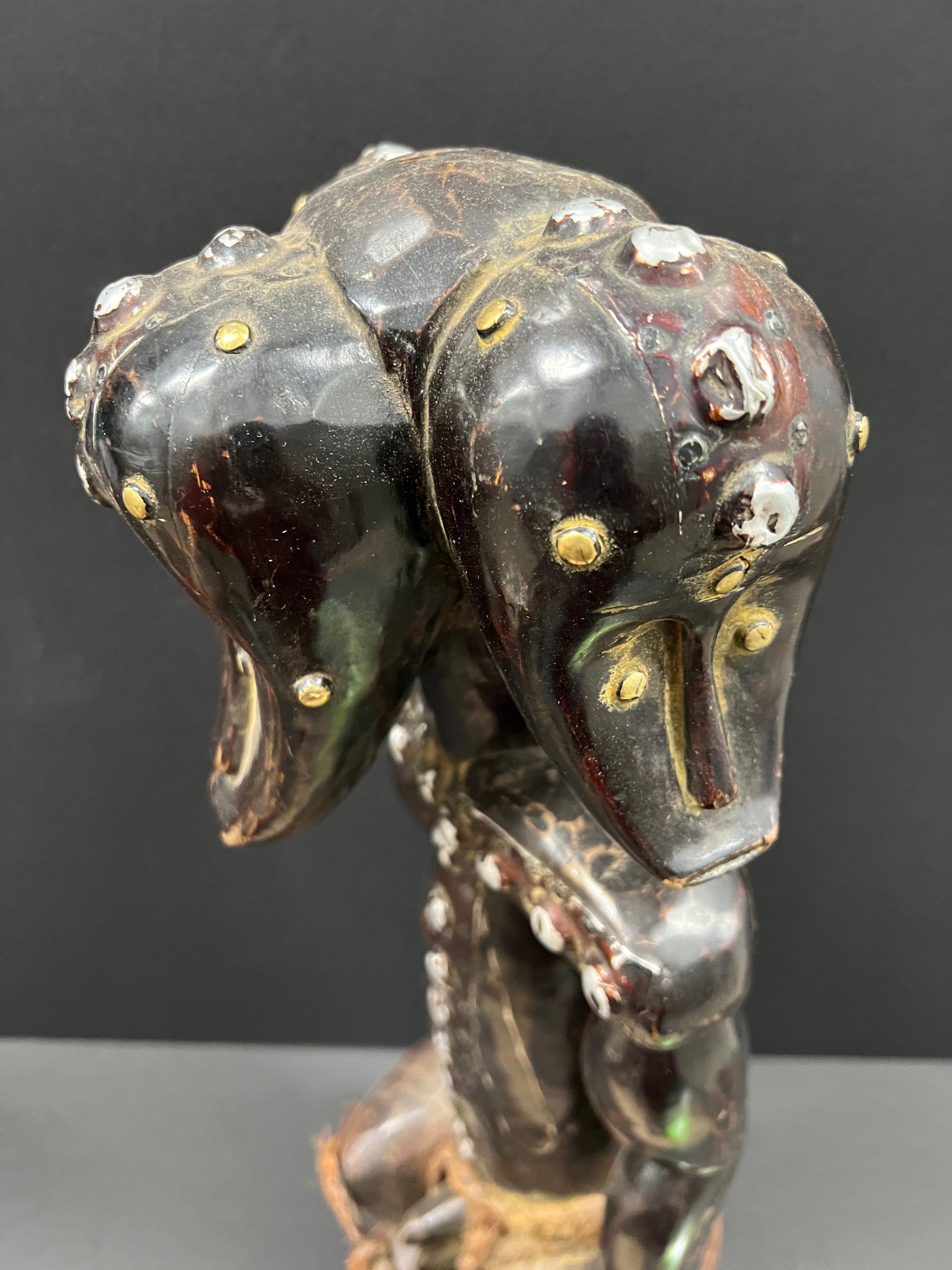 African Tribal Art Carved Wood Fang Statue - 8