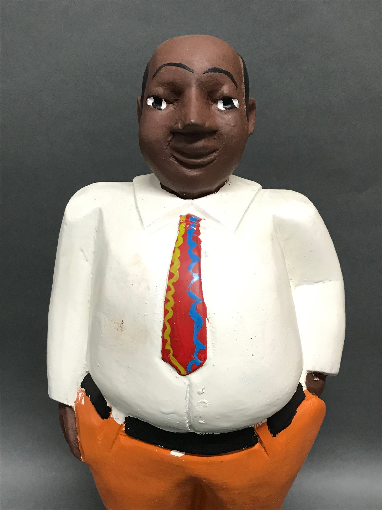 African Tribal Art Carved Wood Colonial Male Statue - 2