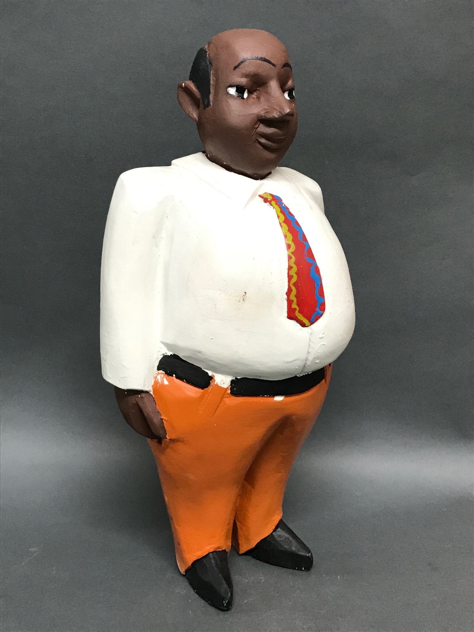 African Tribal Art Carved Wood Colonial Male Statue - 3