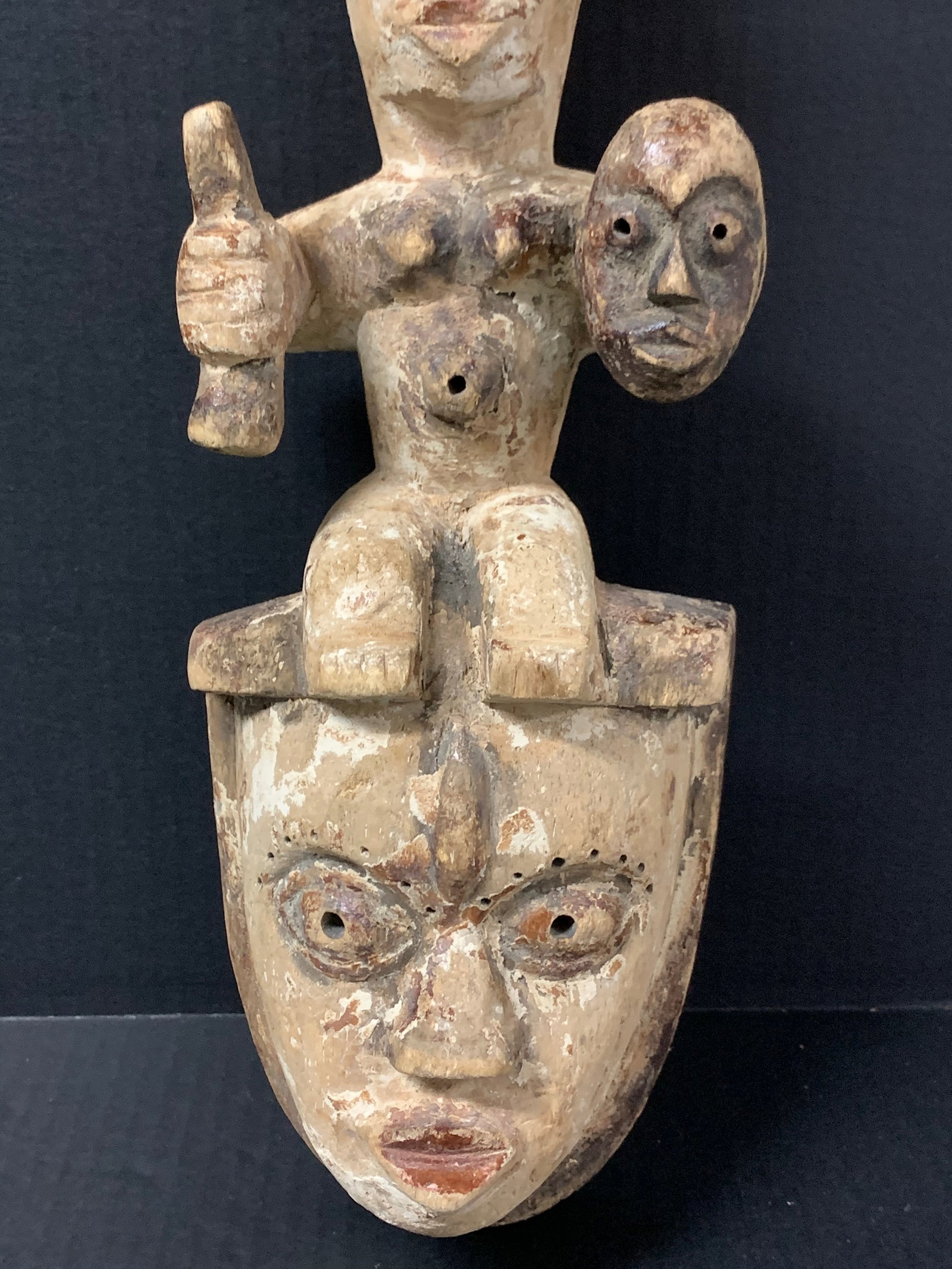 African Tribal Art Carved Wood Ibo Mask - 3