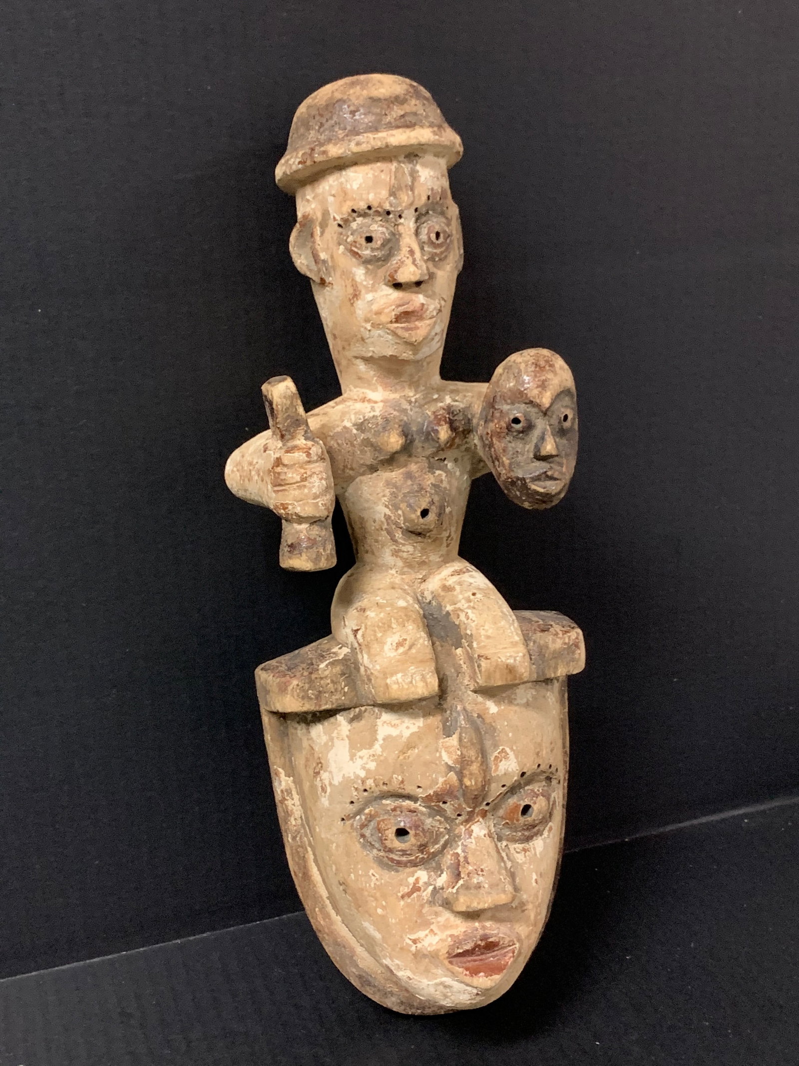 African Tribal Art Carved Wood Ibo Mask - 4