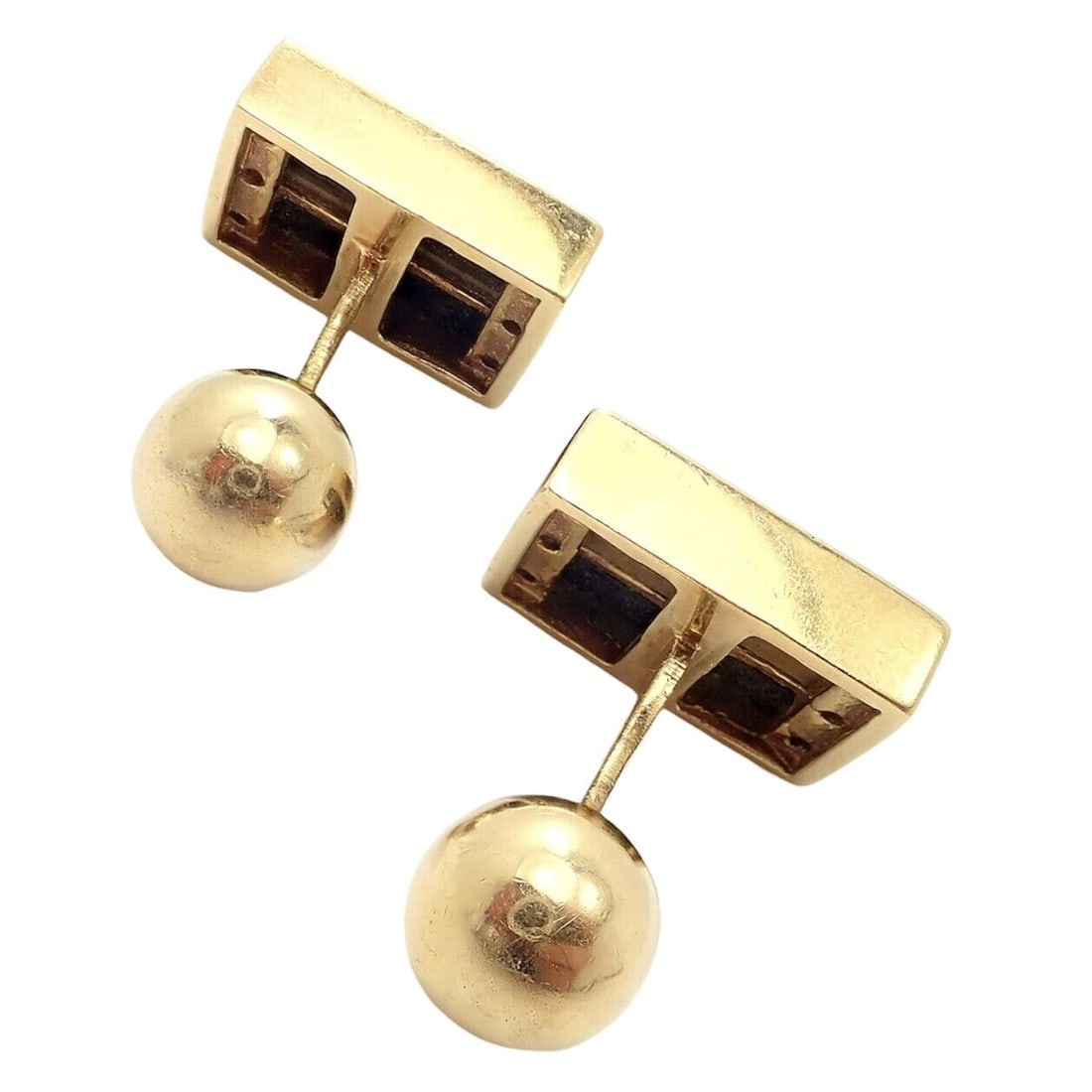 Rare Vintage Tiffany & Co. 18k Yellow Gold Classic Onyx Tiger Eye Cufflinks - 7