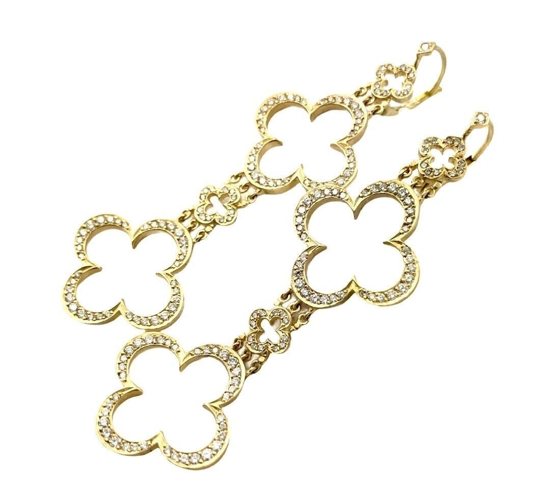 Ultra Rare Large Loree Rodkin 18k Yellow Gold 3ctw Diamond Cross Earrings - 7
