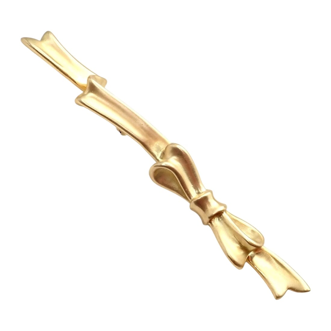 Authentic! Angela Cummings 18k Yellow Gold Long Ribbon Bow Pin Brooch 1984 - 7