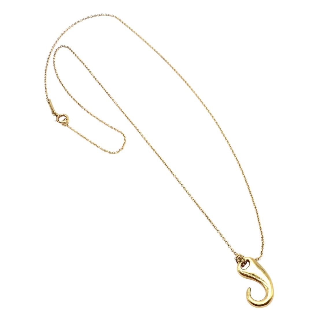 Vintage! Tiffany & Co Peretti 18k Gold Fish Hook Nautical Horn Pendant Necklace - 6