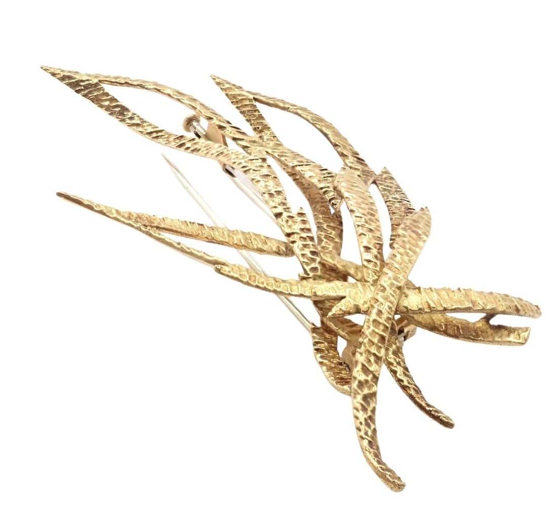 Rare Authentic Vintage Hermes Paris 18k Yellow Gold Starburst Comet Brooch Pin (1 of 9)