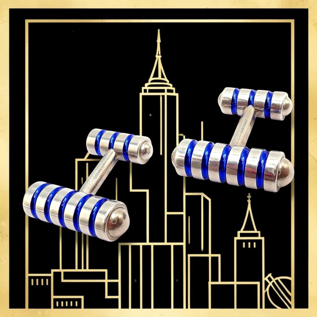 Tiffany & Co. Picasso Sterling Silver Cobalt Blue Enamel Cufflinks Germany - 2