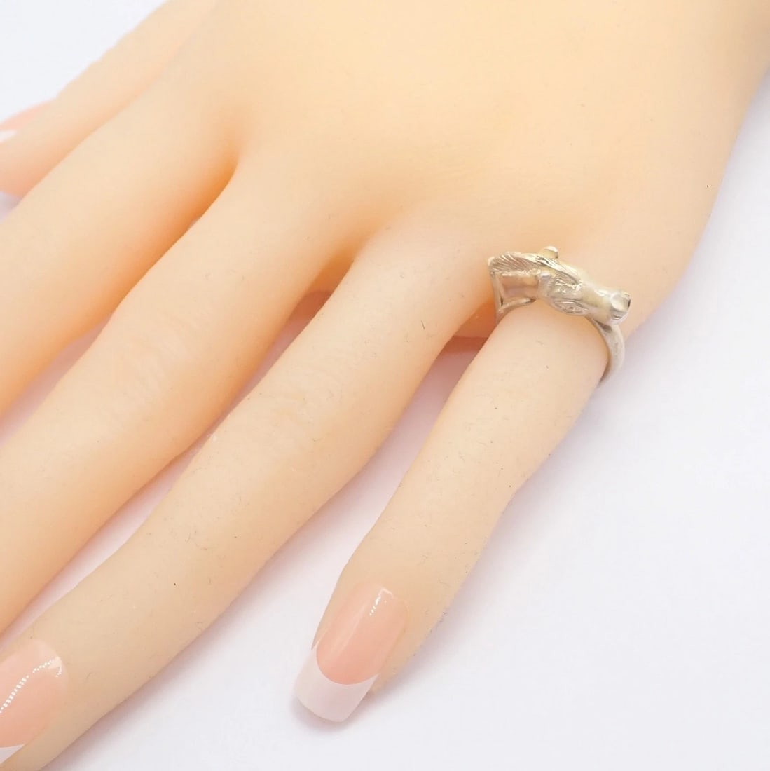 Authentic! Hermes Silver Horse Cheval Band Ring - 7