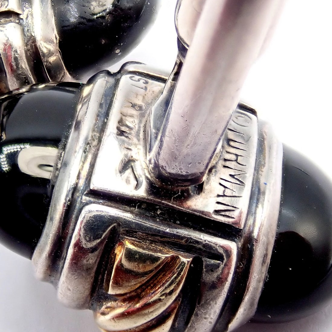 Authentic! David Yurman DY Silver 14k Yellow Gold Onyx Double Oval Cufflinks - 5