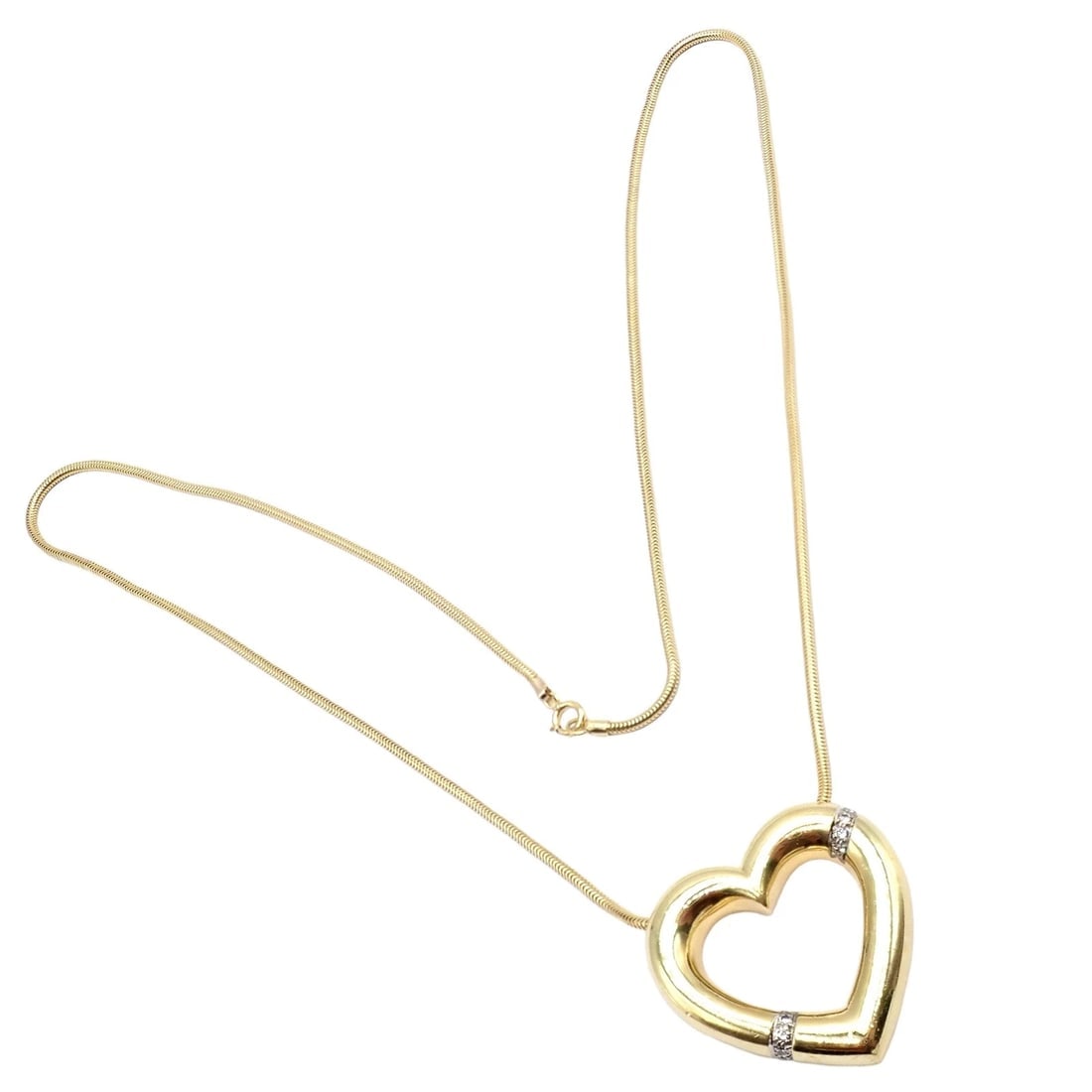 Vintage Tiffany & Co Picasso 18k Yellow Gold Diamond Large Heart Necklace - 2