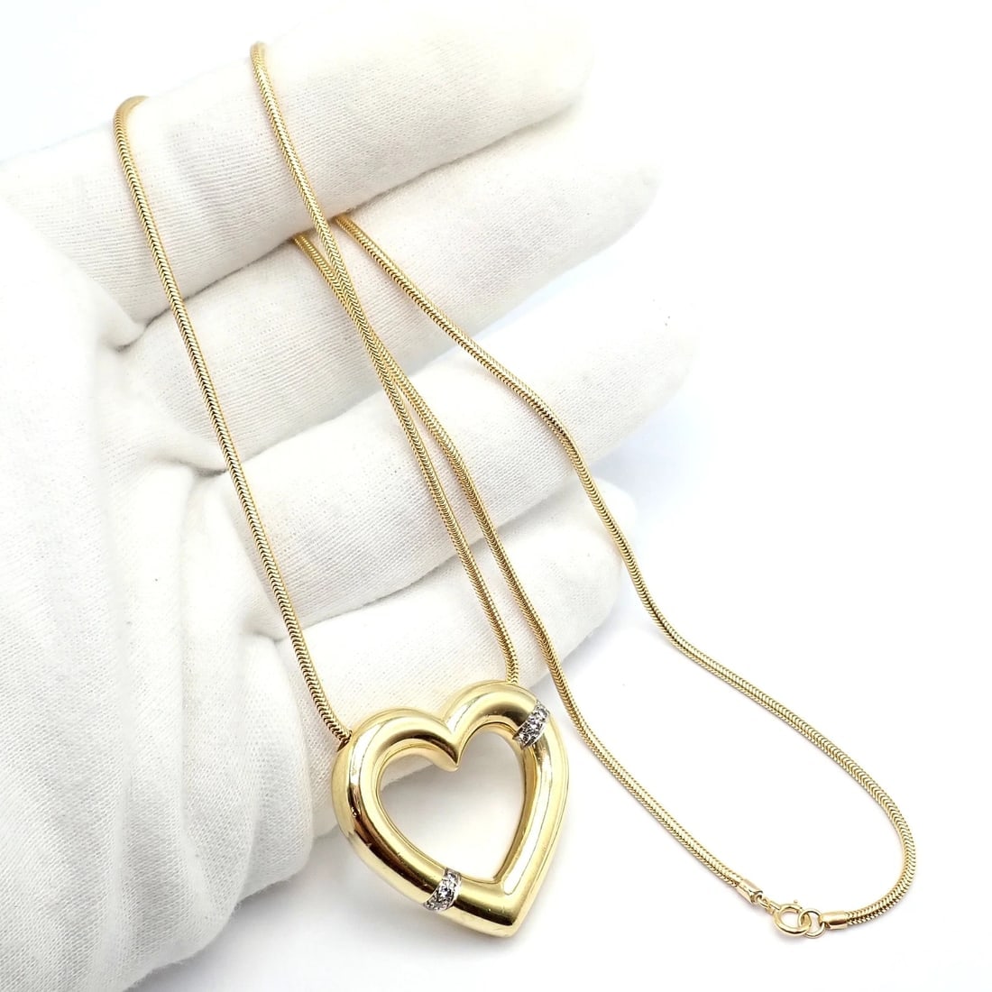Vintage Tiffany & Co Picasso 18k Yellow Gold Diamond Large Heart Necklace - 7