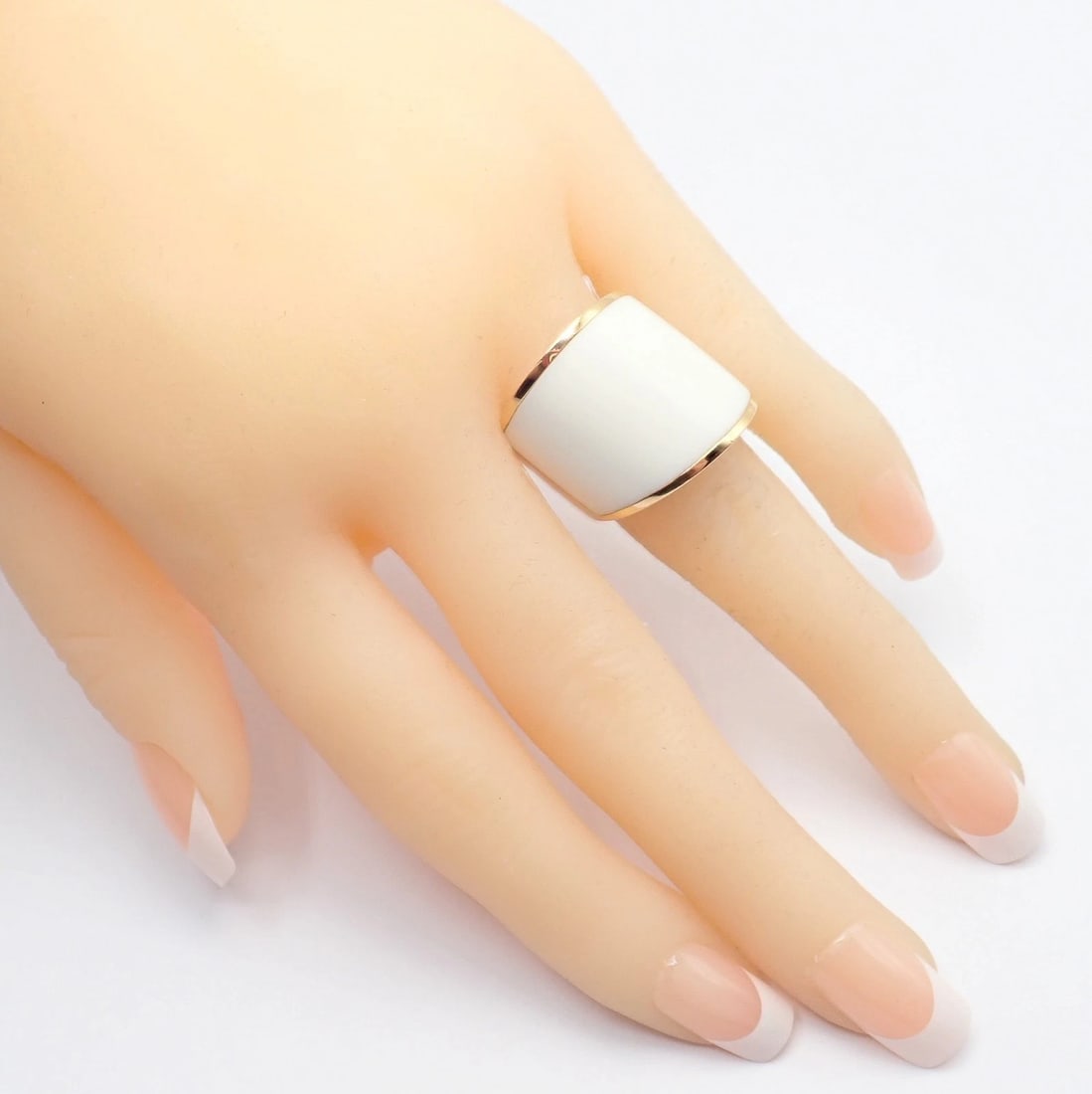 Rare! Vhernier 18k Rose Gold Vague Crossover Camuration Cacholong Ring sz 6 - 3