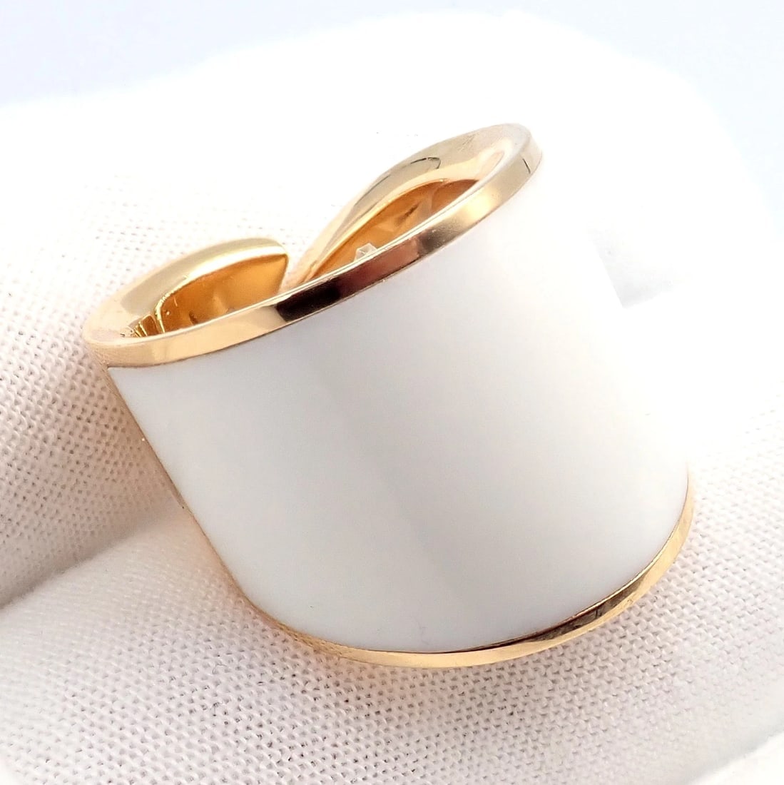Rare! Vhernier 18k Rose Gold Vague Crossover Camuration Cacholong Ring sz 6 - 6