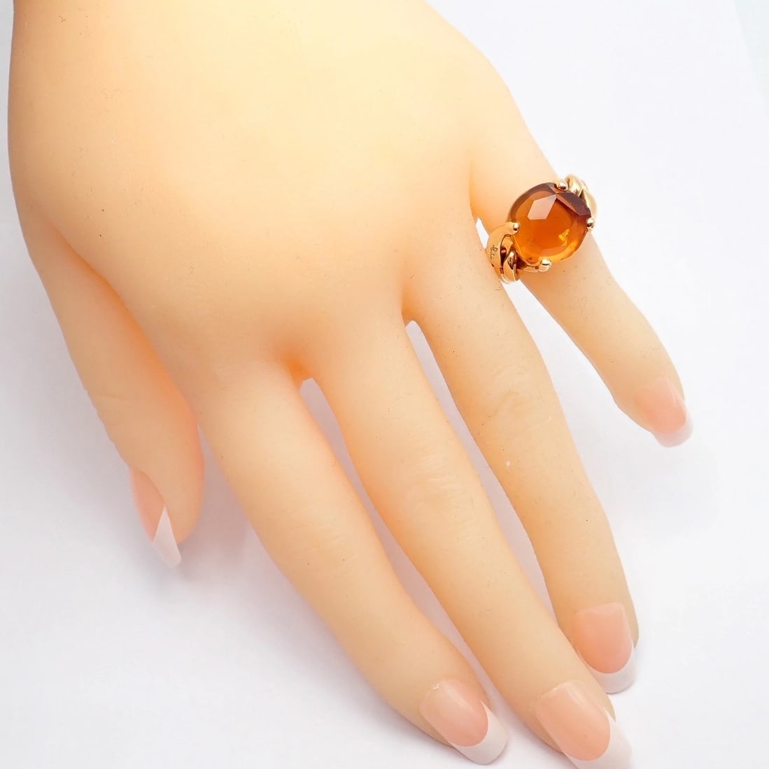 Authentic! Pomellato 18k Yellow Gold Lola Madeira Curb Link Citrine Ring Sz 5 - 4