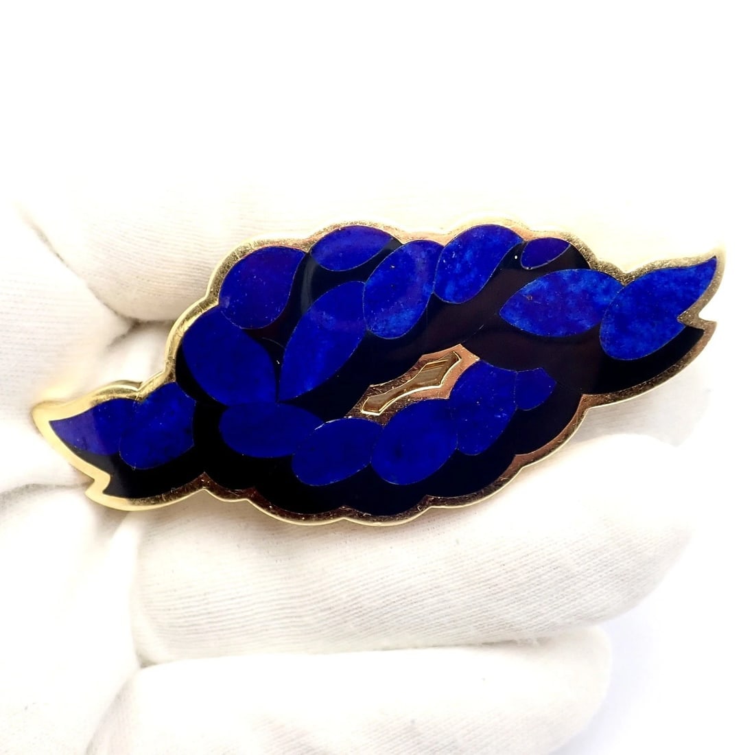 Rare Tiffany & Co. Cummings 18k Yellow Gold Lapis Onyx Nautical Rope Knot Brooch - 5